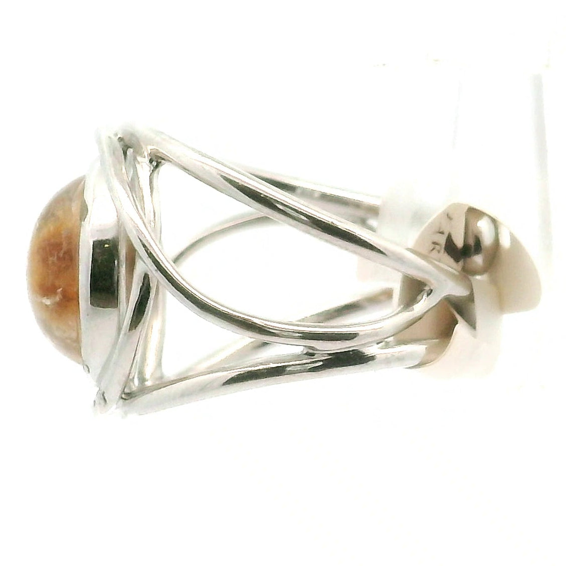 Garden Quartz with Gold Rutile Cuff Ring .925 Silver for Insight, Meditation & Shamanic Journey