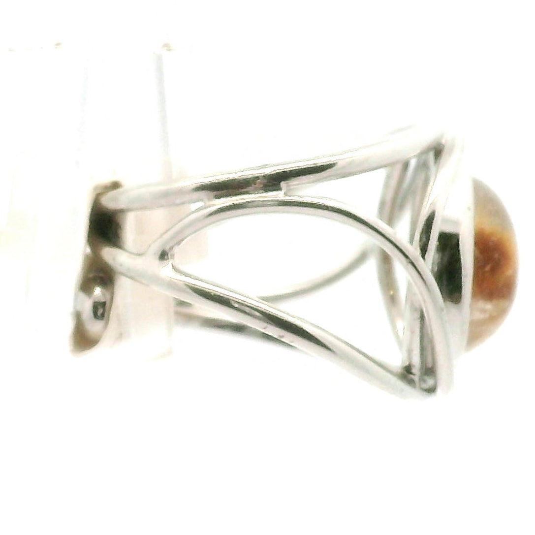 Garden Quartz with Gold Rutile Cuff Ring .925 Silver for Insight, Meditation & Shamanic Journey