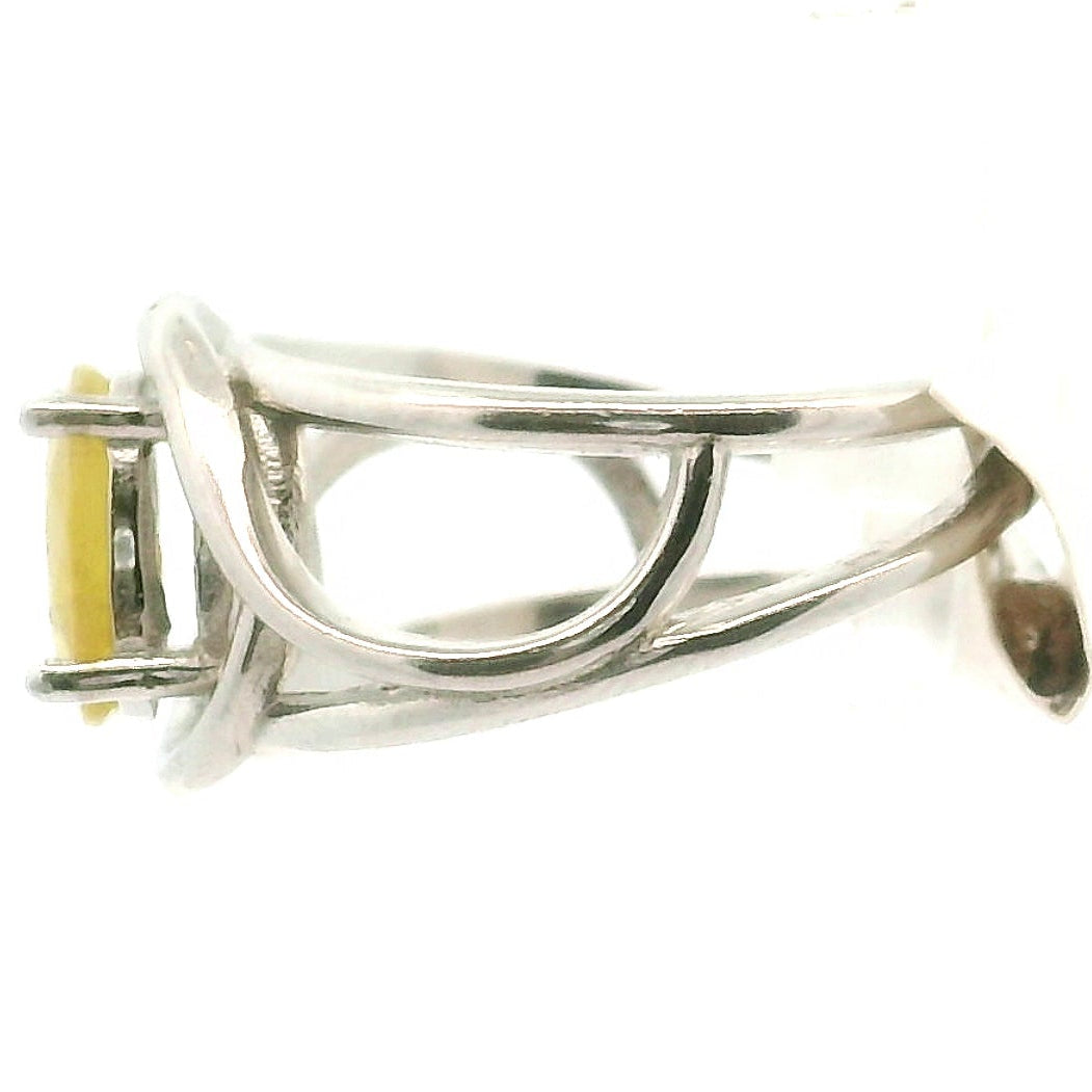 Yellow Sapphire Adjustable Finger Bracelet .925 Silver for Good Luck and Confidence
