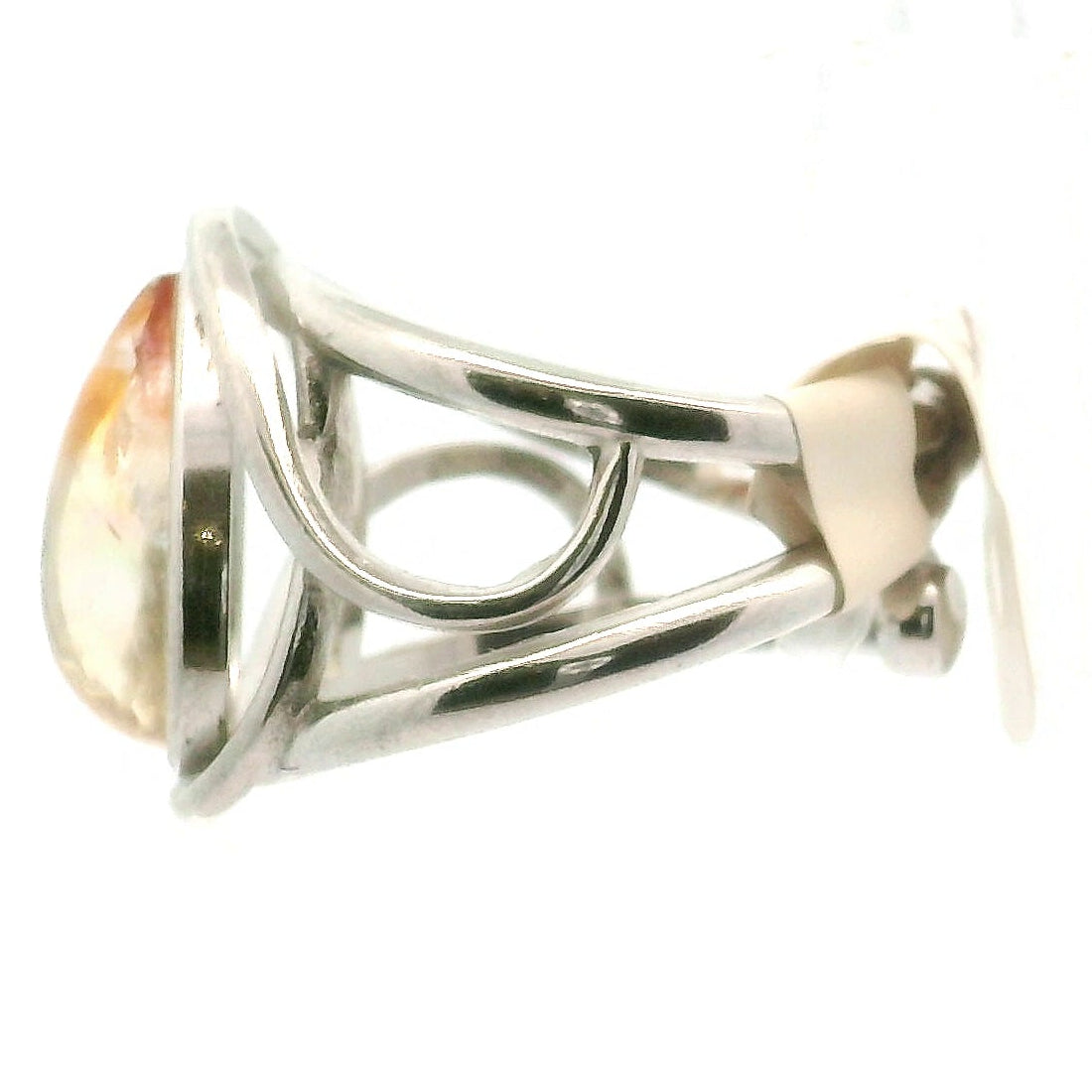 Koi Quartz Finger Cuff Adjustable Ring .925 Sterling Silver for Spiritual Transformation