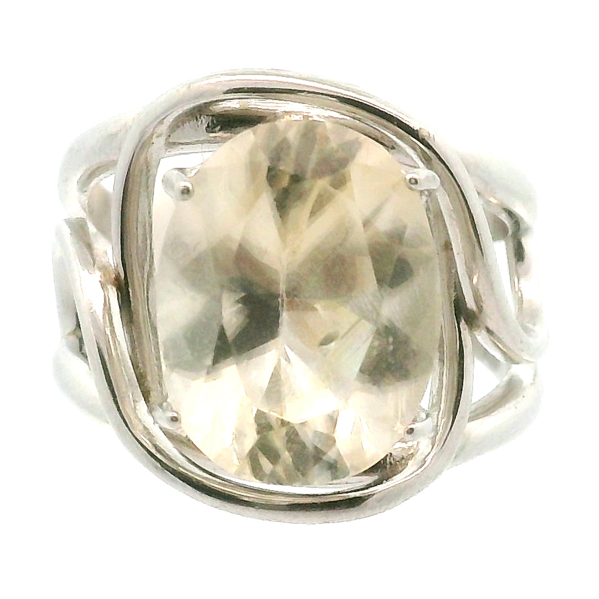 Gold Aragonite Cuff Ring 925 Silver for Joy, Love and Empowerment