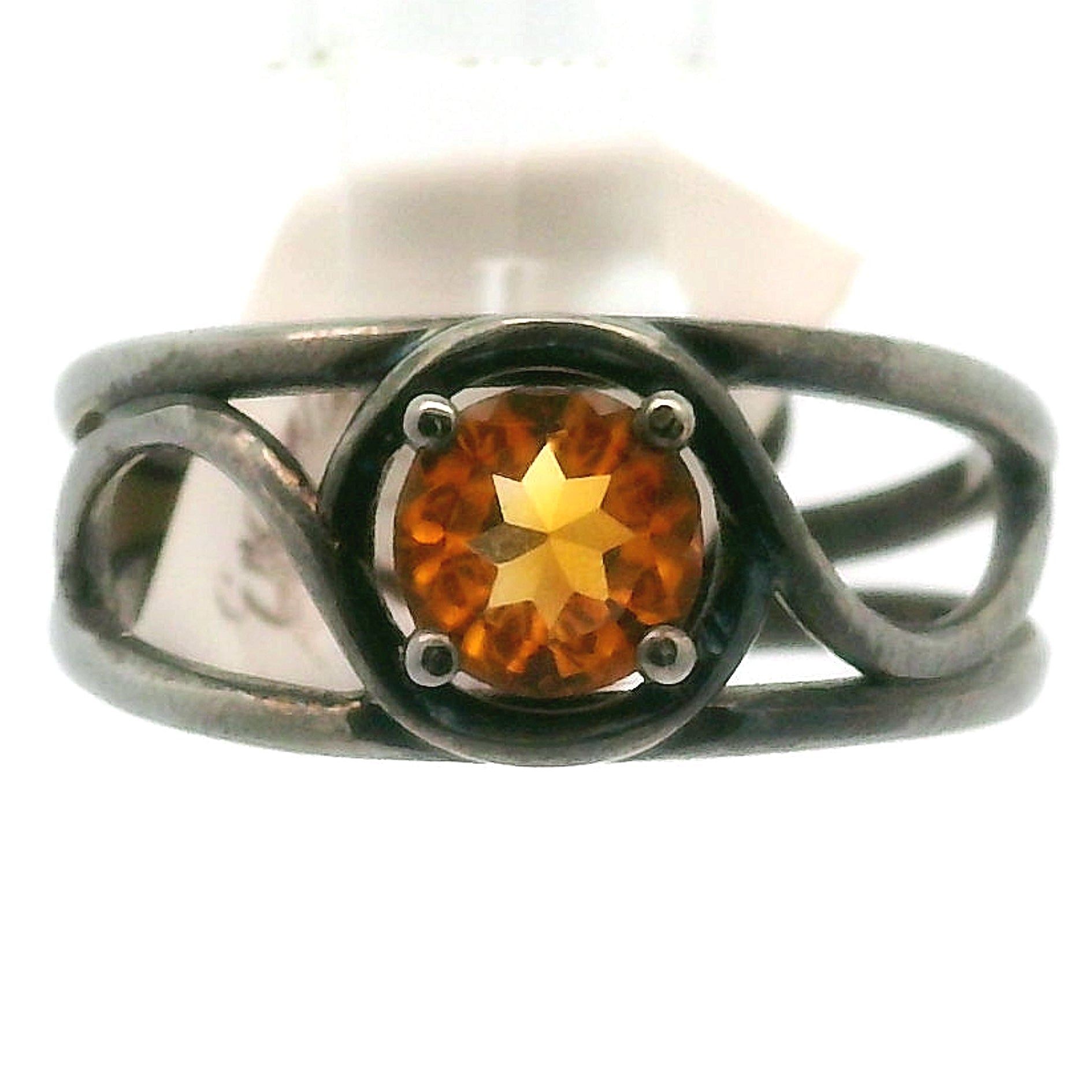 Citrine Midi Cuff Ring .925 Silver for Abundance, Good Luck and Positivity
