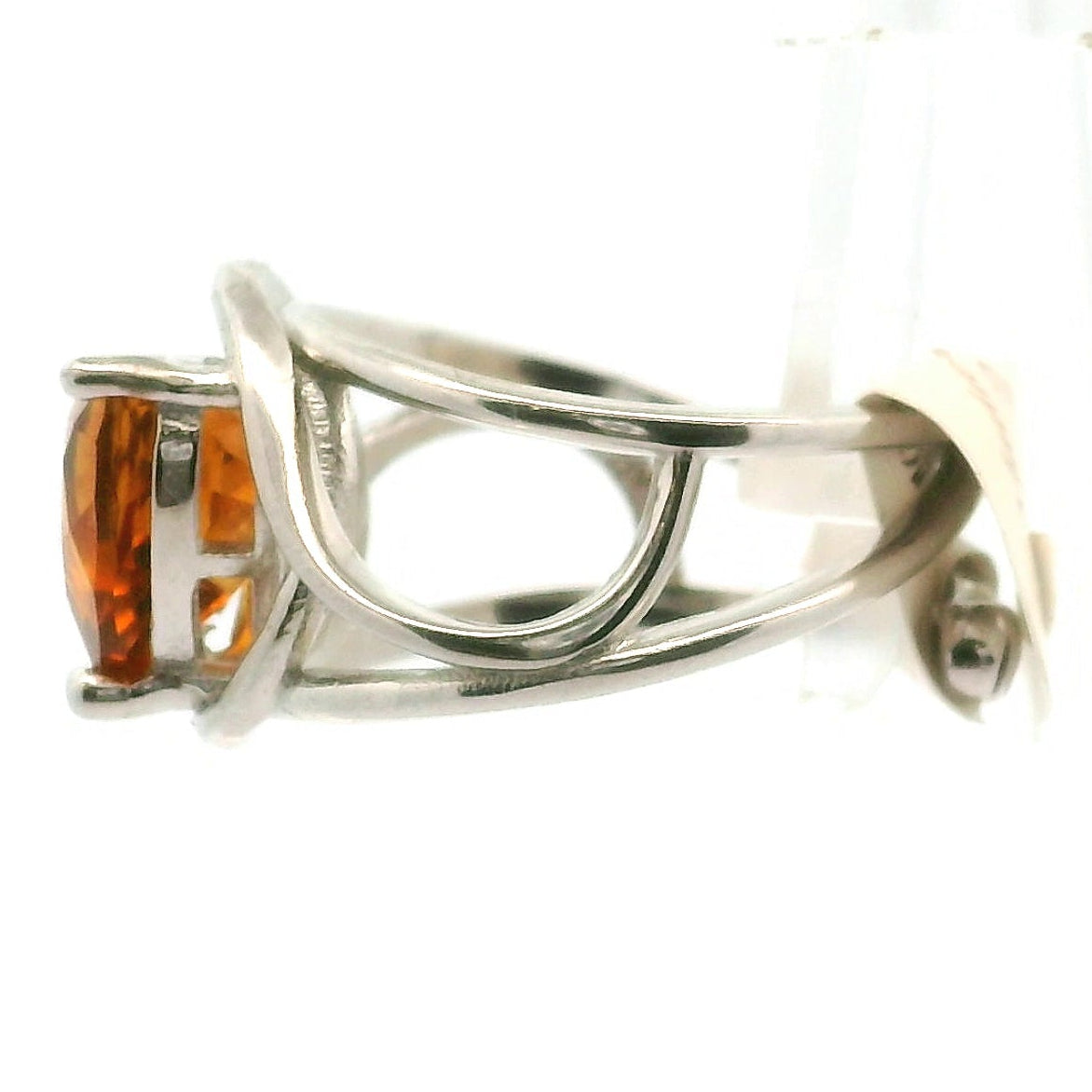 Madeira Citrine Heart Cuff Ring .925 Silver for Abundance, Good Luck and Positivity