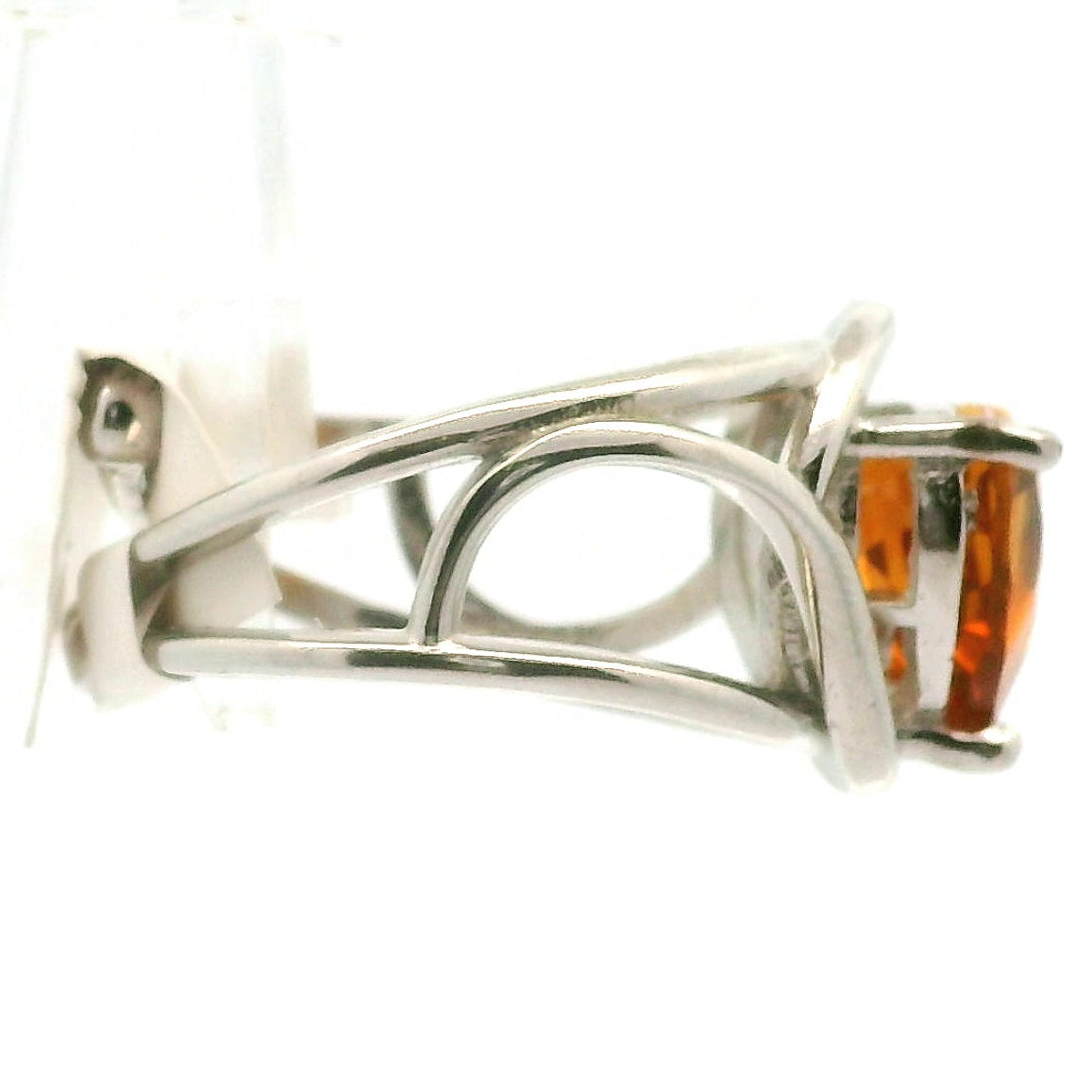 Madeira Citrine Heart Cuff Ring .925 Silver for Abundance, Good Luck and Positivity