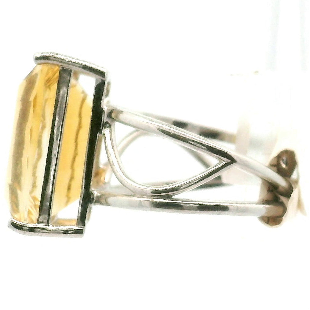 Citrine Cuff Ring .925 Silver for Abundance, Good Luck and Positivity