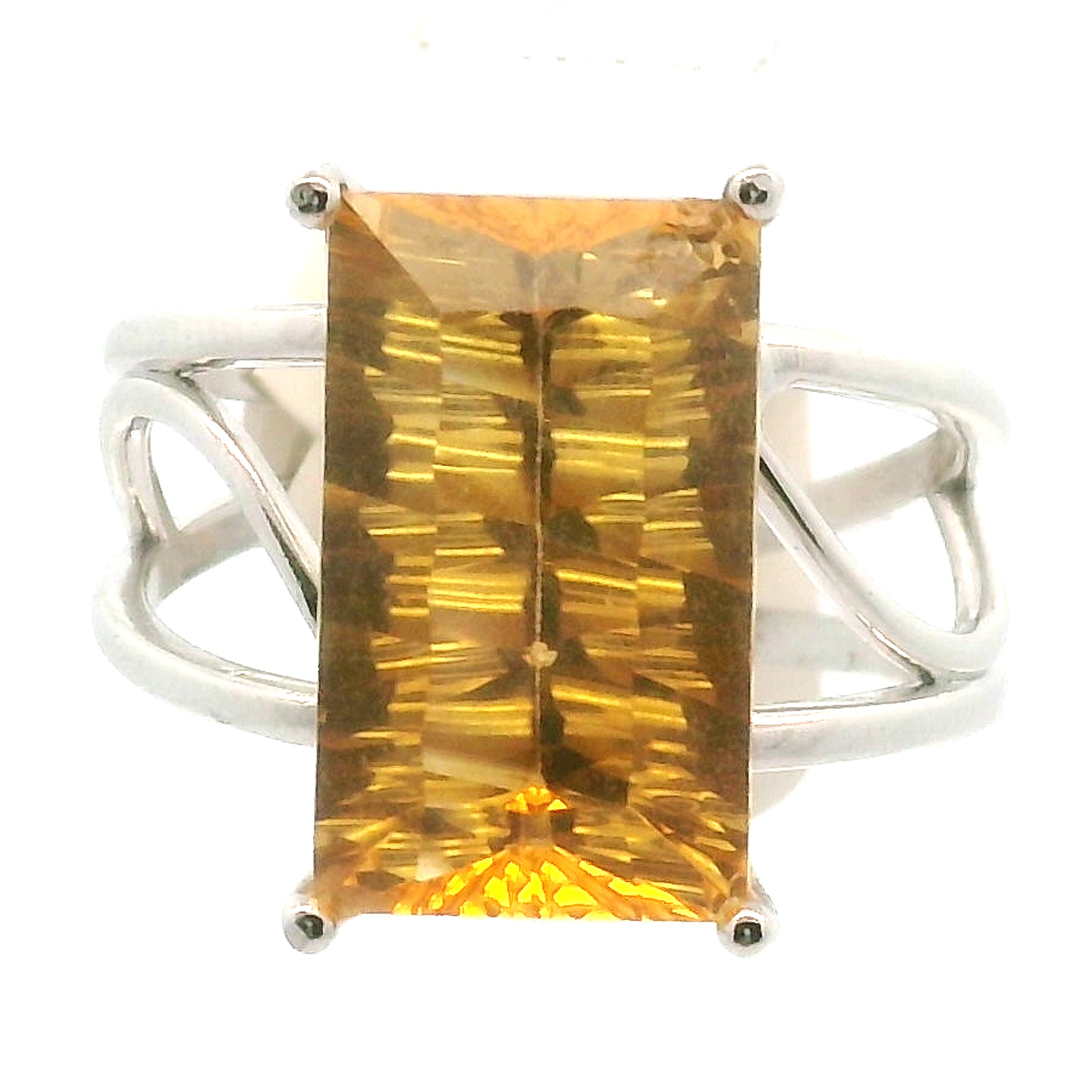 Citrine Cuff Ring .925 Silver for Abundance, Good Luck and Positivity