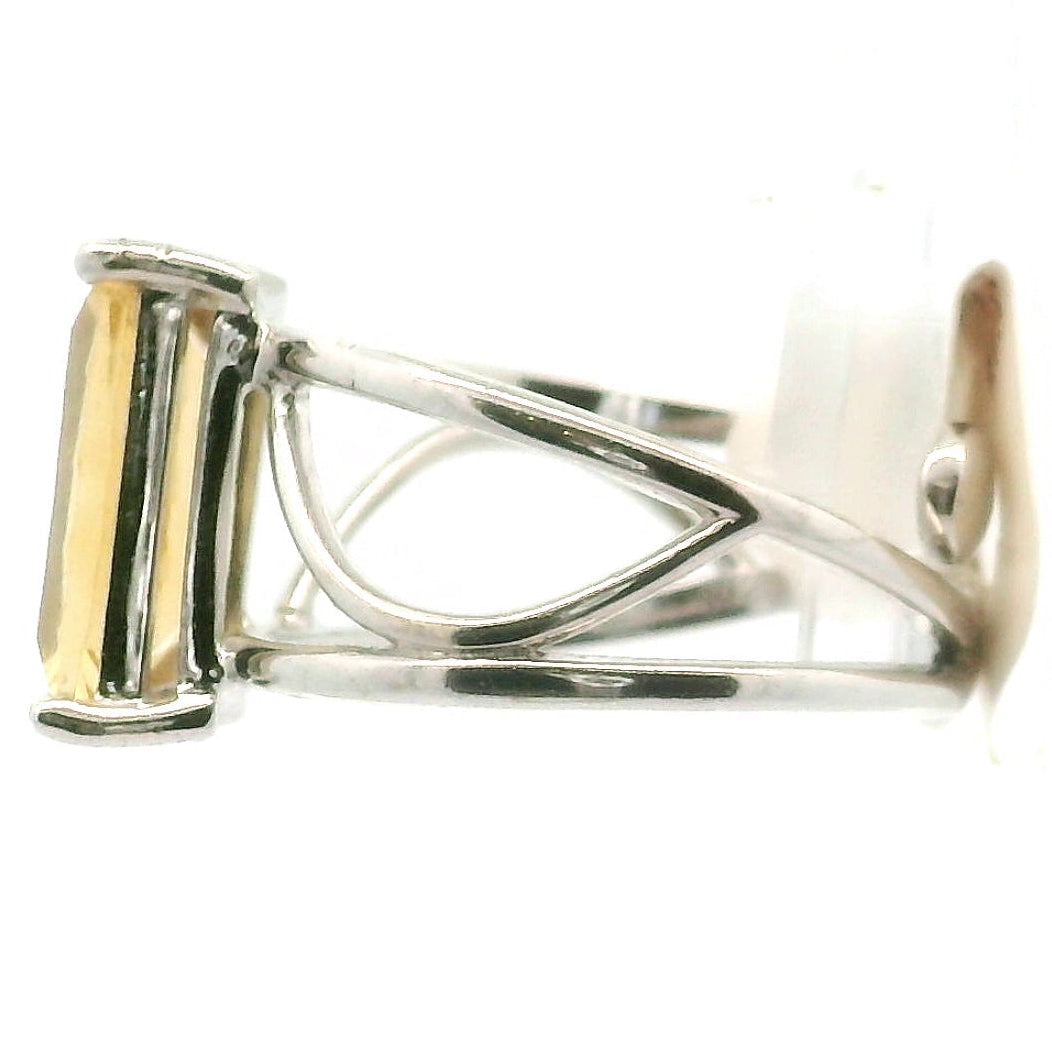 Citrine Cuff Ring .925 Silver for Abundance, Good Luck and Positivity
