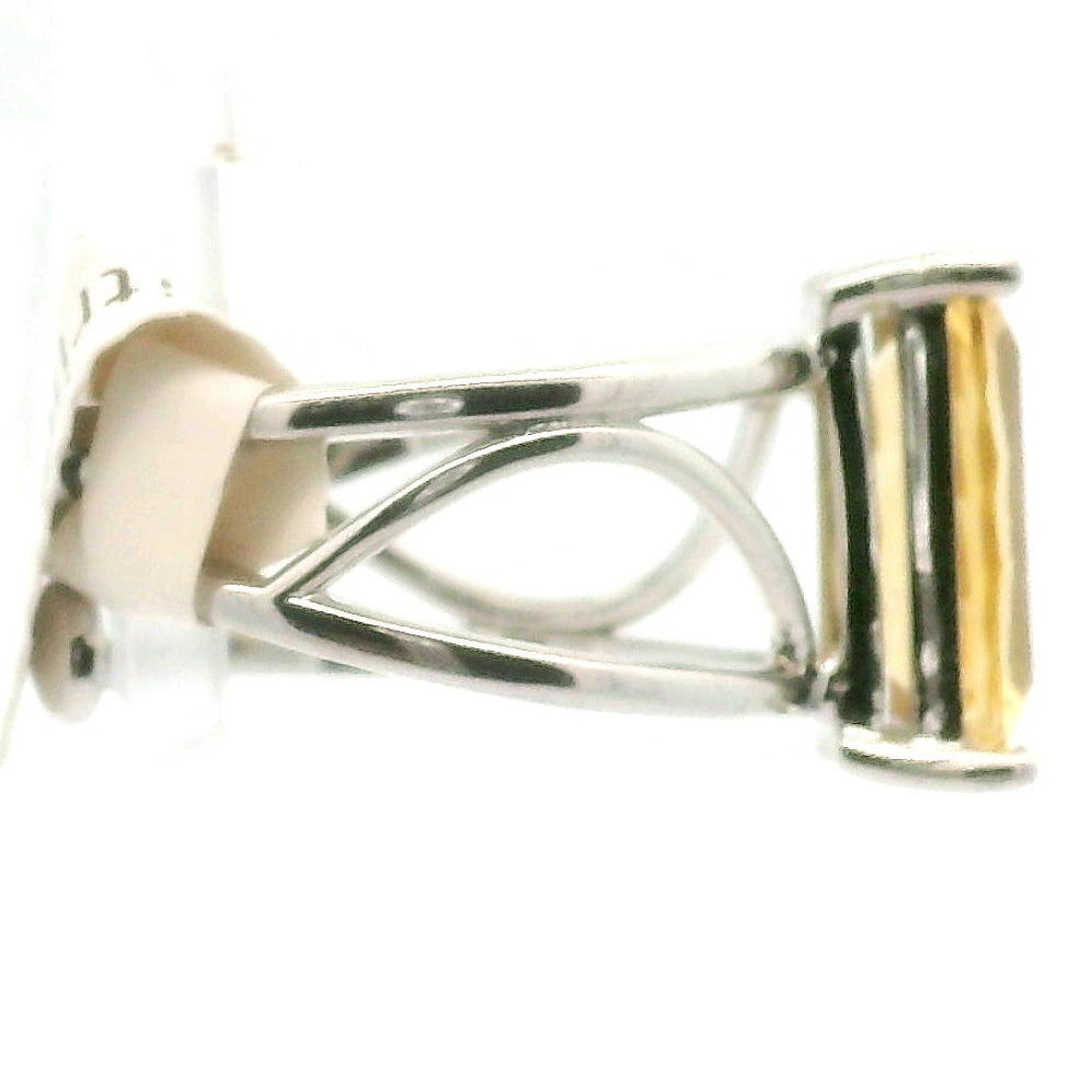 Citrine Cuff Ring .925 Silver for Abundance, Good Luck and Positivity