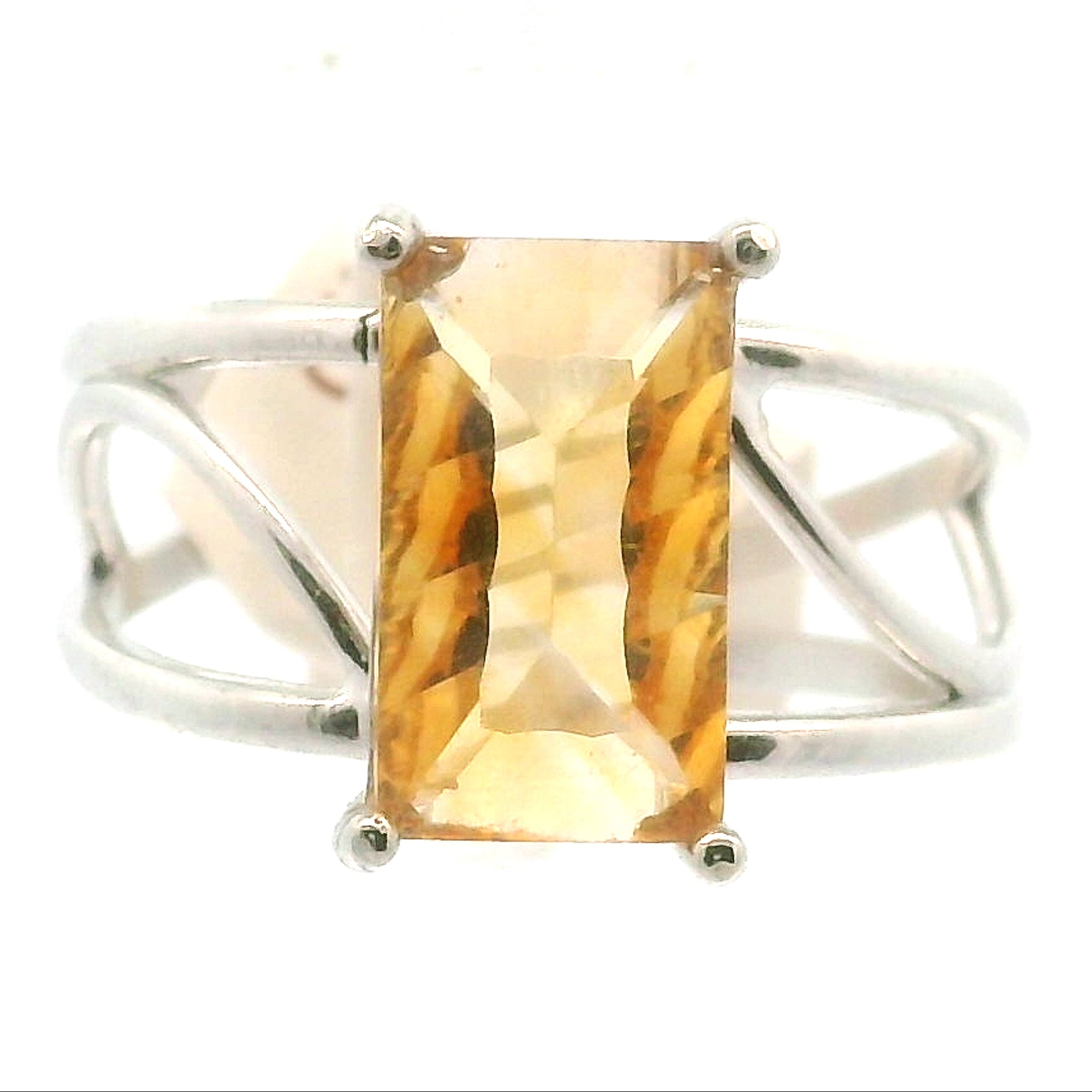 Citrine Cuff Ring .925 Silver for Abundance, Good Luck and Positivity