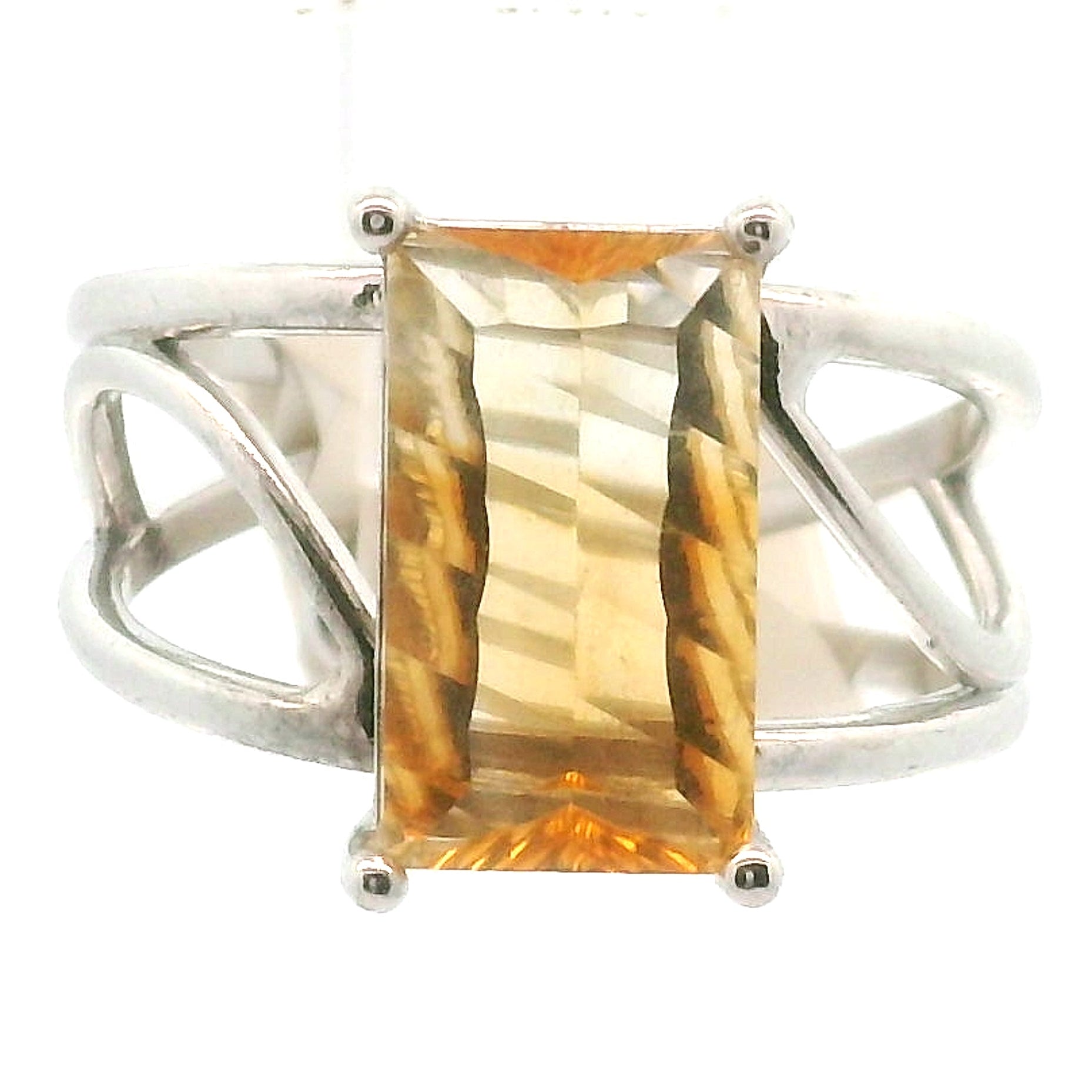 Citrine Cuff Ring .925 Silver for Abundance, Good Luck and Positivity