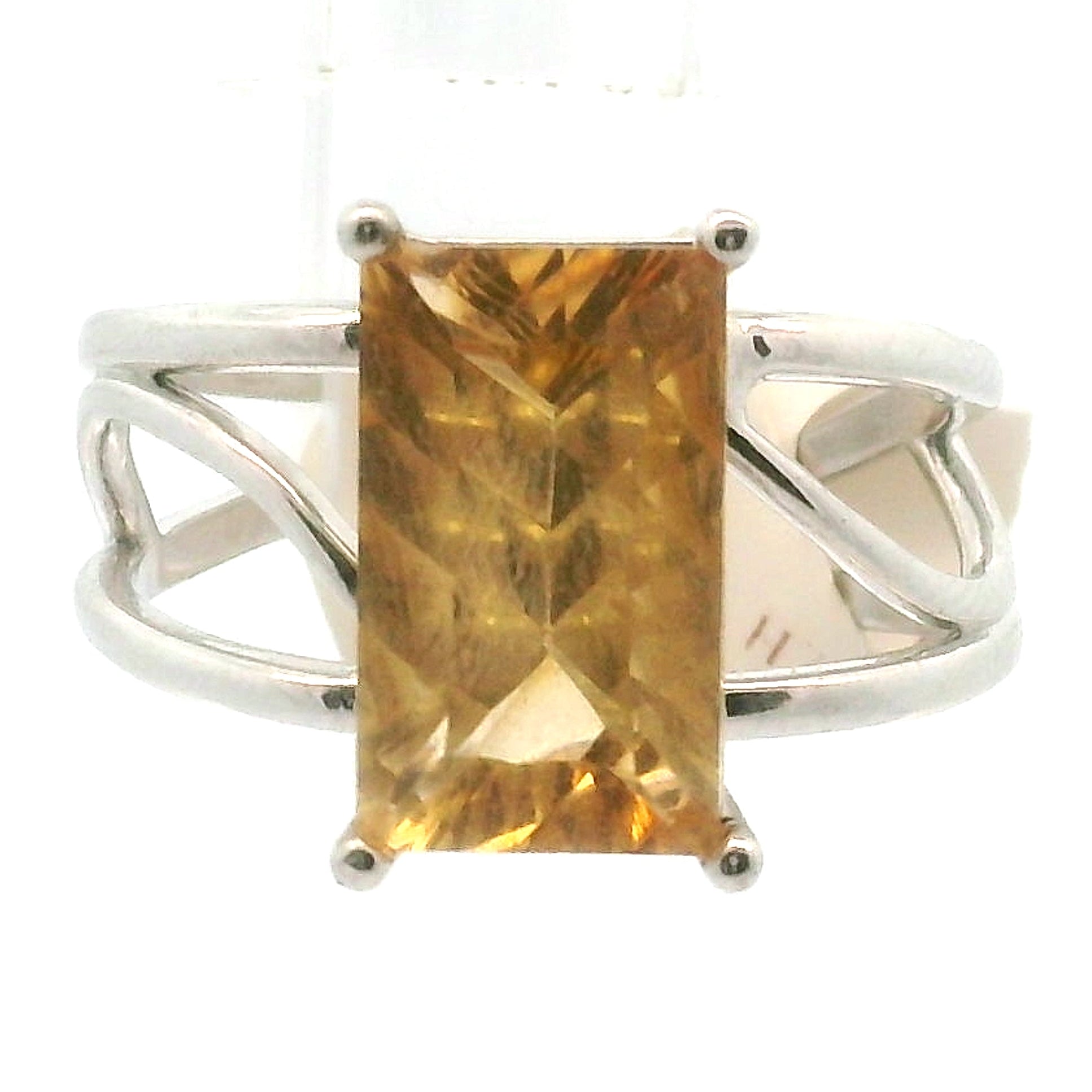 Citrine Cuff Ring .925 Silver for Abundance, Good Luck and Positivity