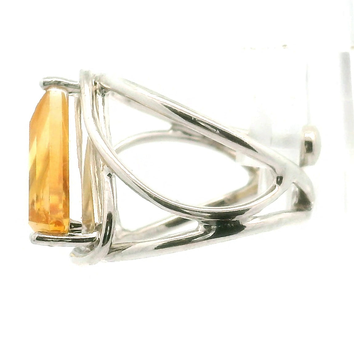 Citrine Buddha Cuff Ring .925 Silver for Abundance, Good Luck and Positivity