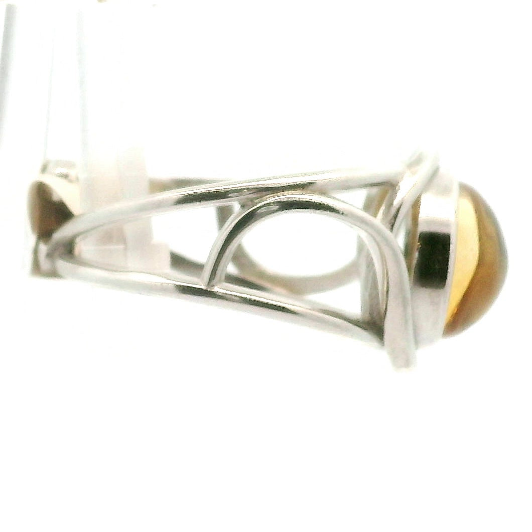 Citrine Butterfly Cuff Ring .925 Silver for Abundance, Good Luck and Positivity