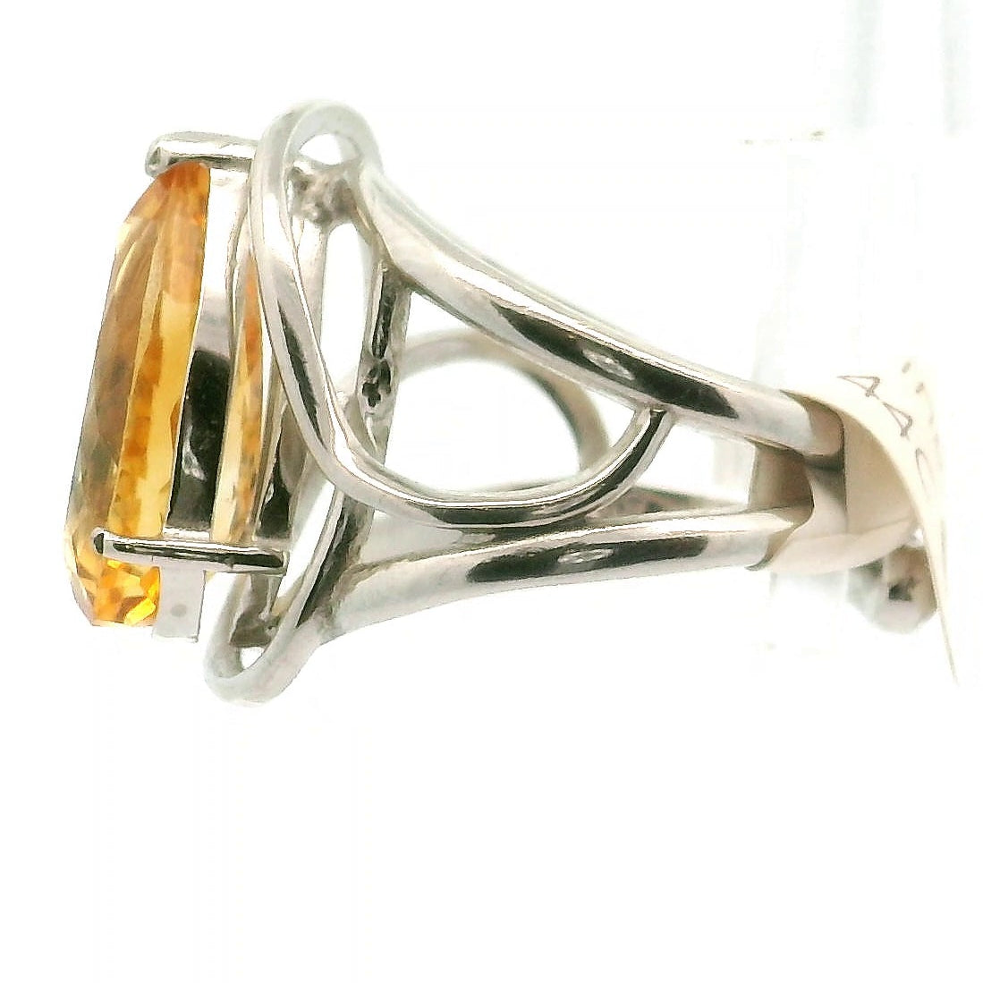 Madeira Citrine Adjustable Finger Cuff Ring .925 Silver for Abundance, Good Luck and Positivity