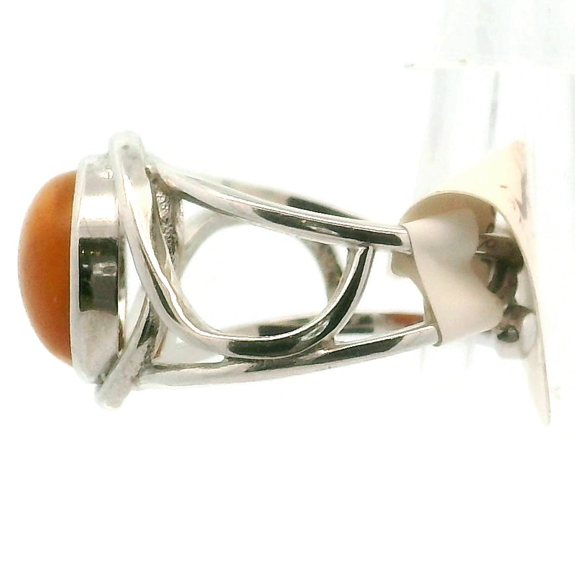 Baltic Butterscotch Amber Finger Cuff Adjustable Ring .925 Silver for for Joy and Optimism