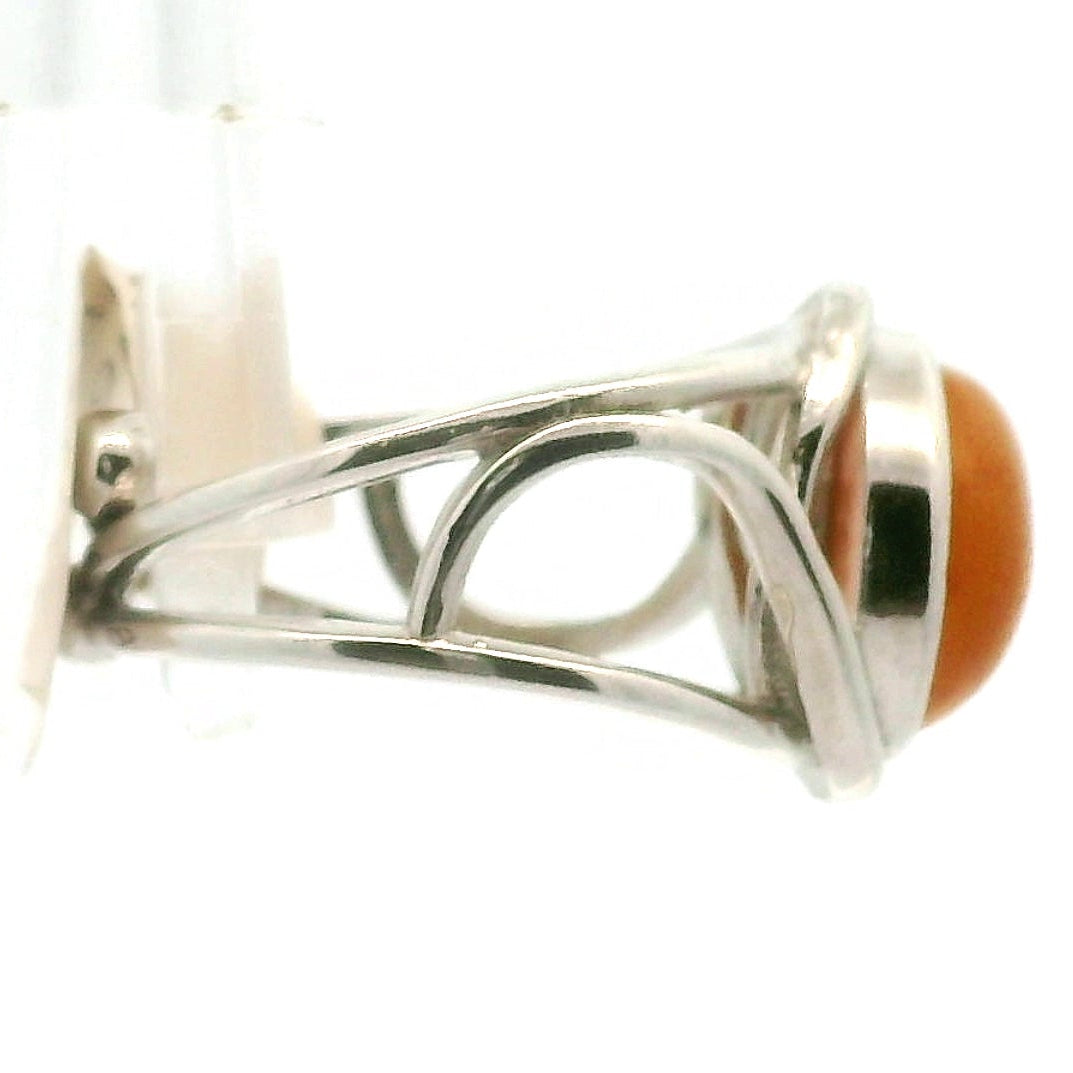 Baltic Butterscotch Amber Finger Cuff Adjustable Ring .925 Silver for for Joy and Optimism