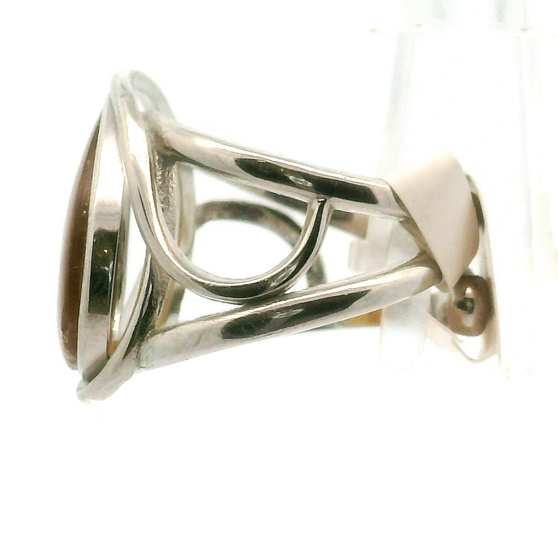 Amber Finger Cuff Adjustable Ring .925 Silver for Manifesting Abundance, Optimism & Purification of Energy