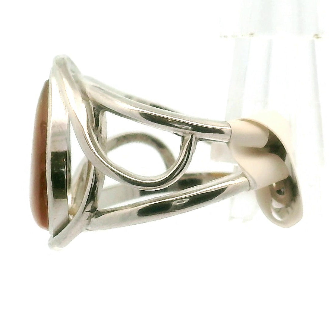 Amber Finger Cuff Adjustable Ring .925 Silver for Manifesting Abundance, Optimism & Purification of Energy