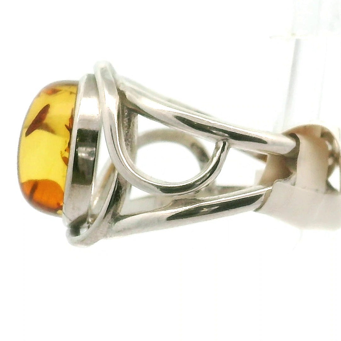 Baltic Amber Adjustable Finger Bracelet .925 Silver for Manifesting Abundance, Optimism & Purification of Energy