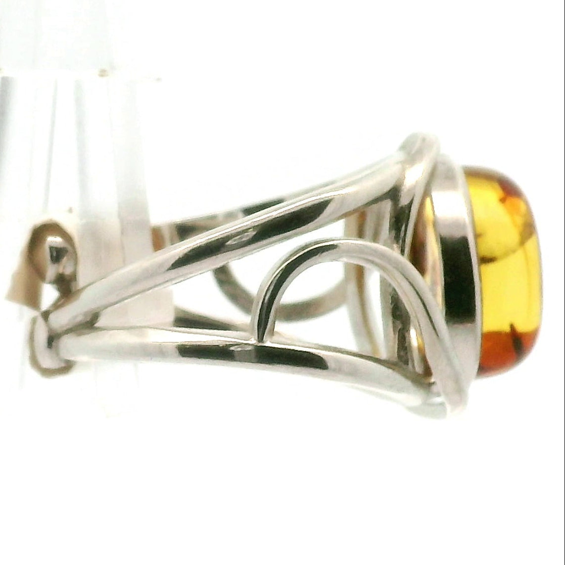 Baltic Amber Adjustable Finger Bracelet .925 Silver for Manifesting Abundance, Optimism & Purification of Energy