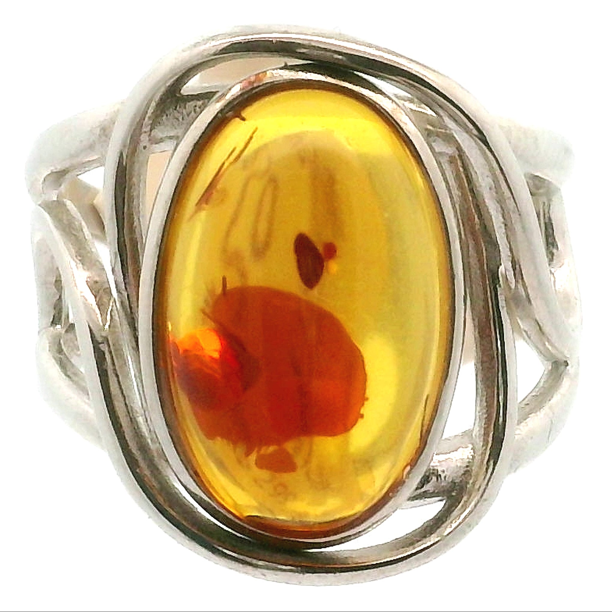 Baltic Amber Adjustable Finger Bracelet .925 Silver for Manifesting Abundance, Optimism & Purification of Energy