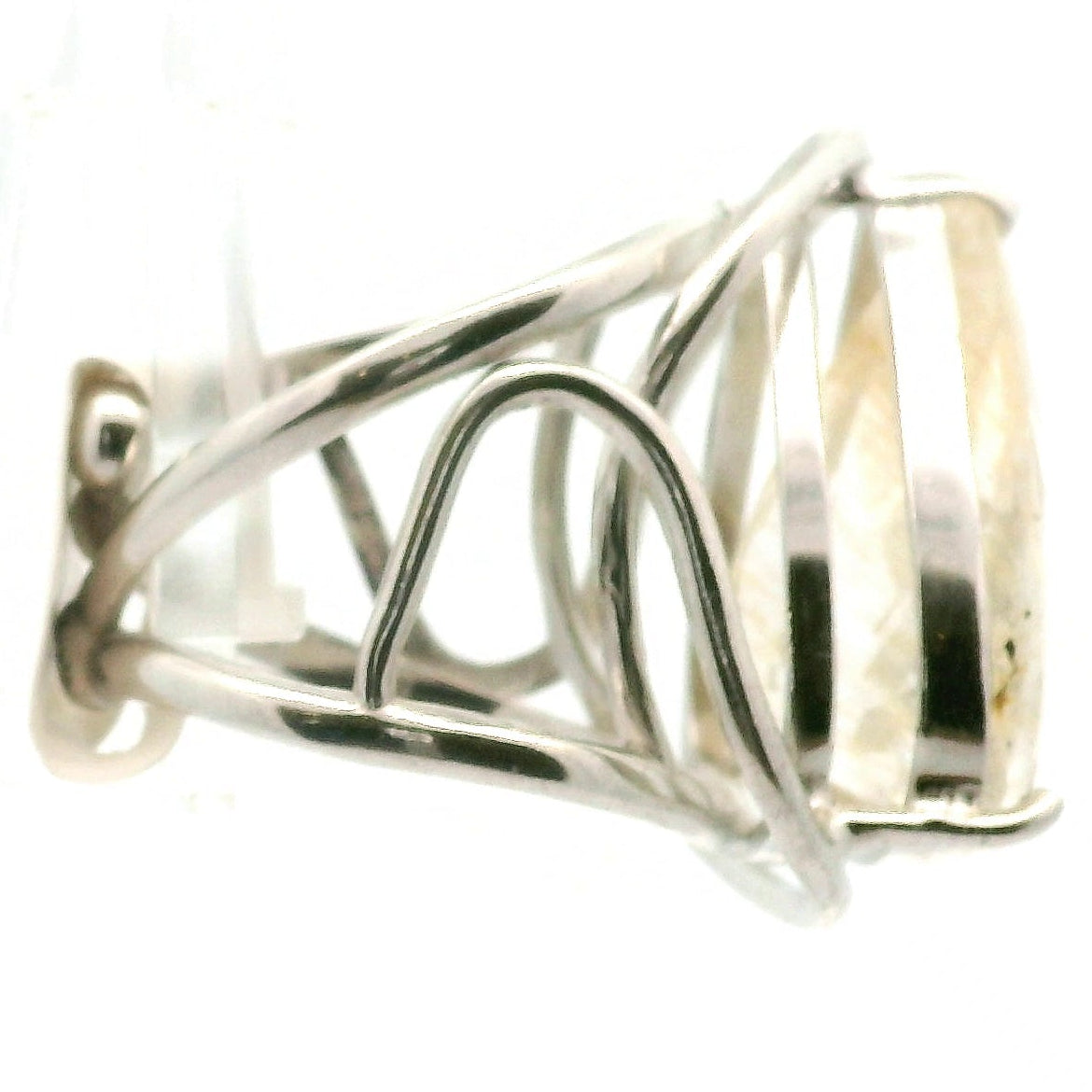 Rutilated Topaz Cuff Ring .925 Sterling Silver for Spiritual Transformation