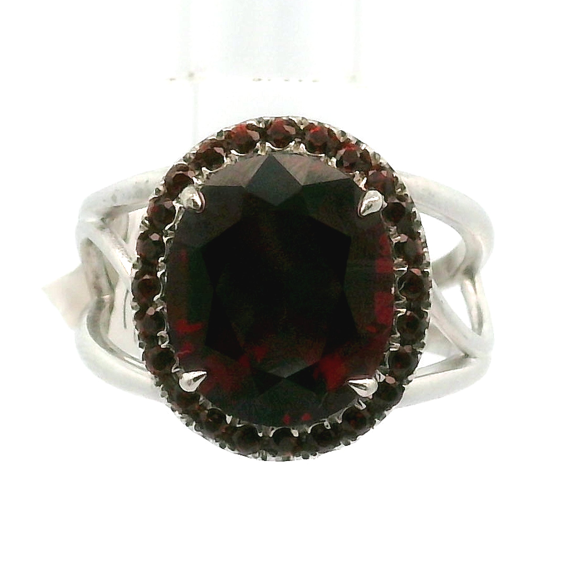 Garnet Pavé Cuff Ring .925 Silver for Strength and Universal Connection