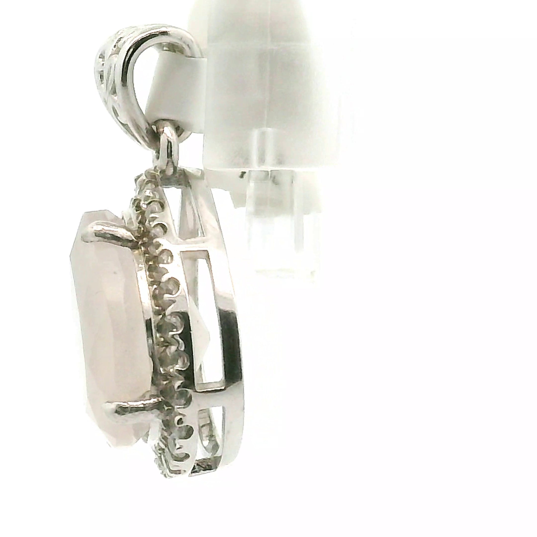 Flower Agate with Zircon Pavé Pendant .925 Silver for Empowerment and Healing Energies