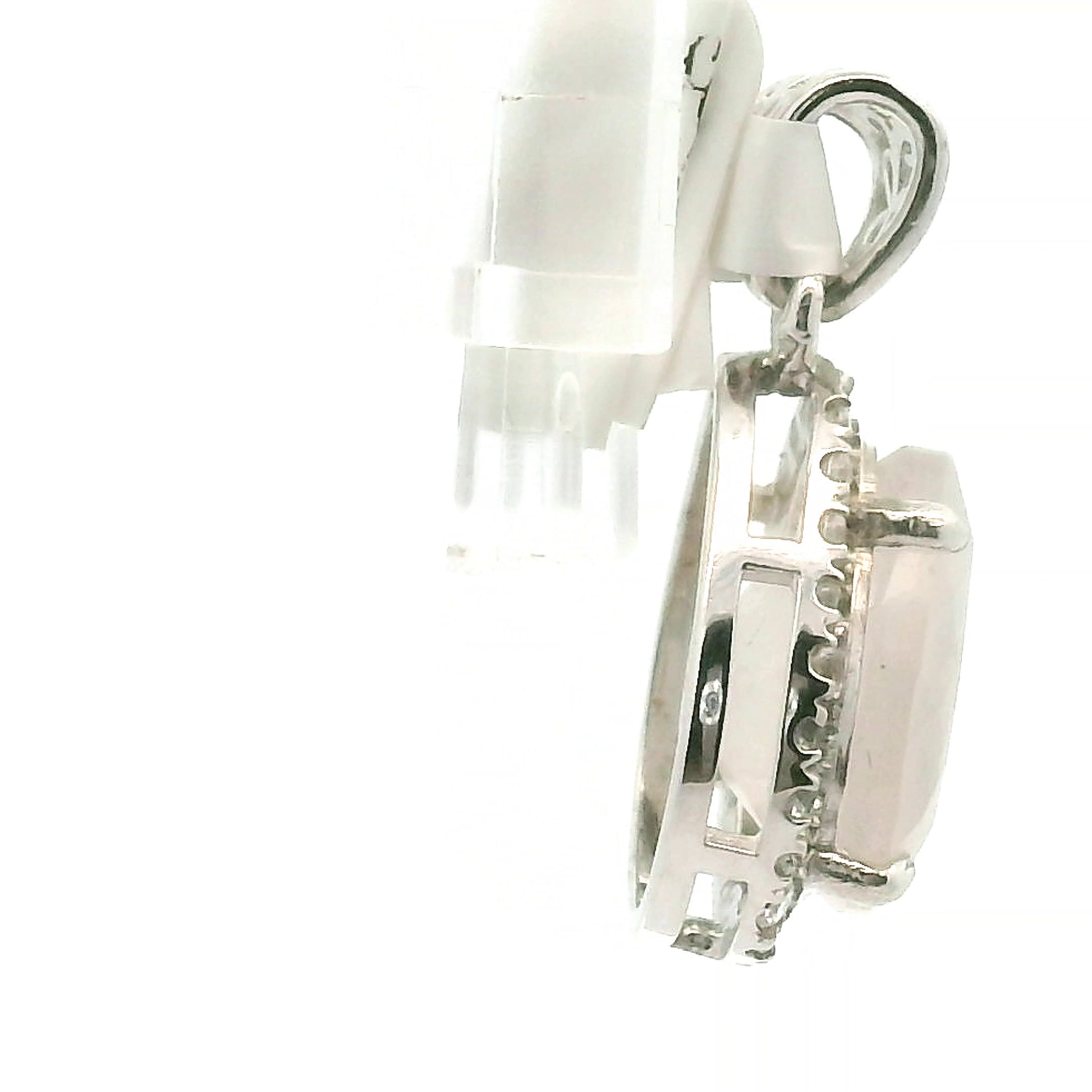 Flower Agate with Zircon Pavé Pendant .925 Silver for Empowerment and Healing Energies