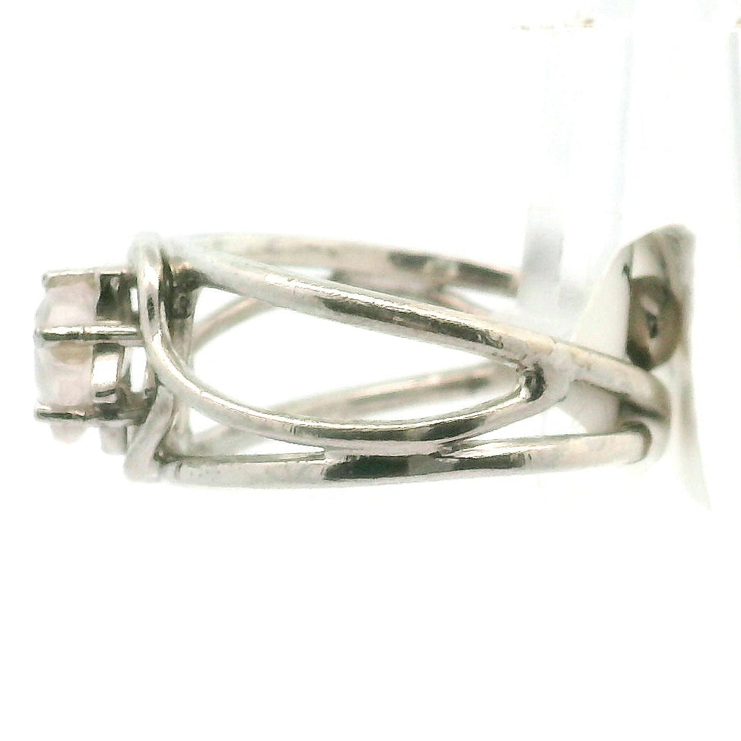 Rose Quartz Star Adjustable Ring .925 Silver for Compassion, Love and Healing