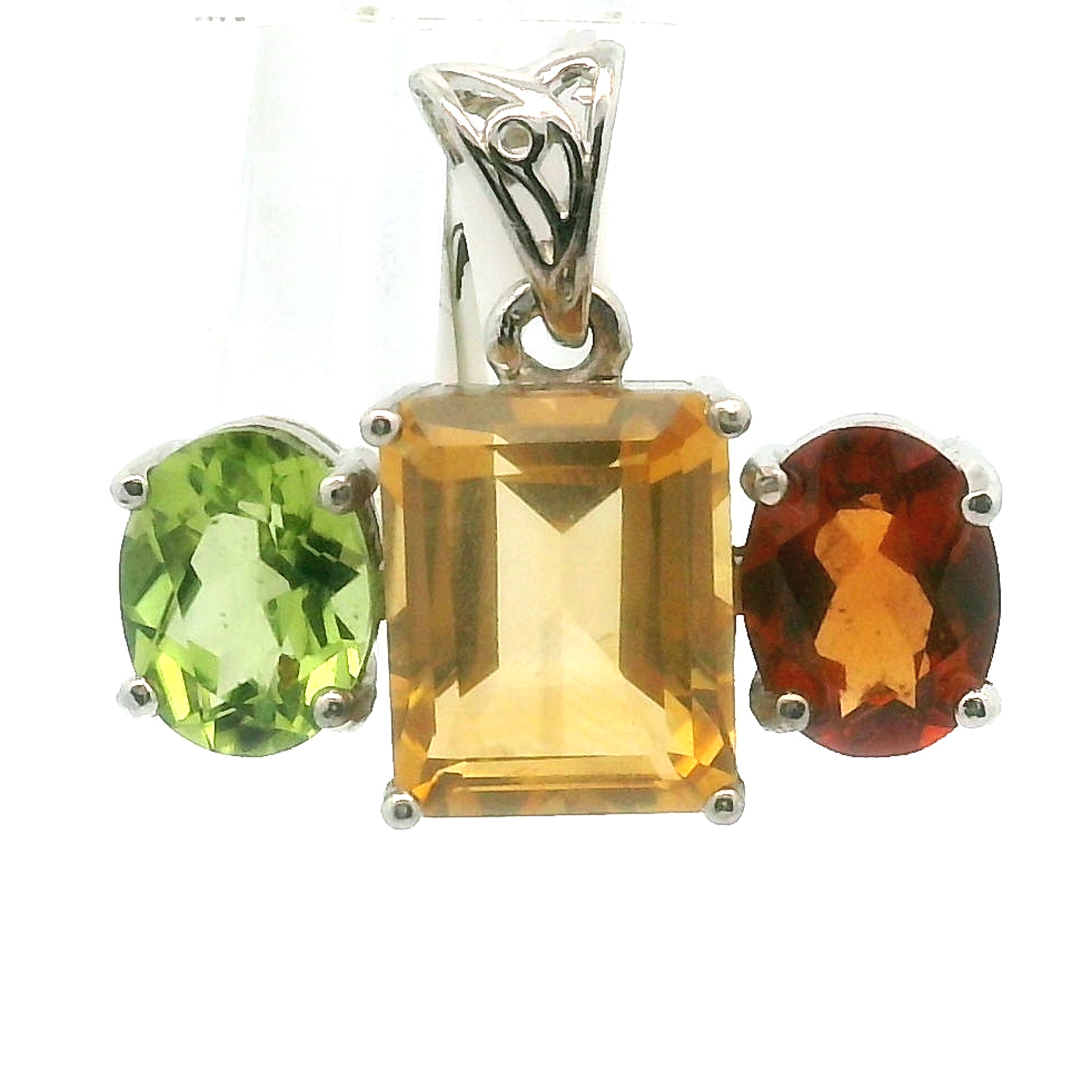 Triple Stone Enchanting Crown Pendant .925 Silver for Embracing your Power