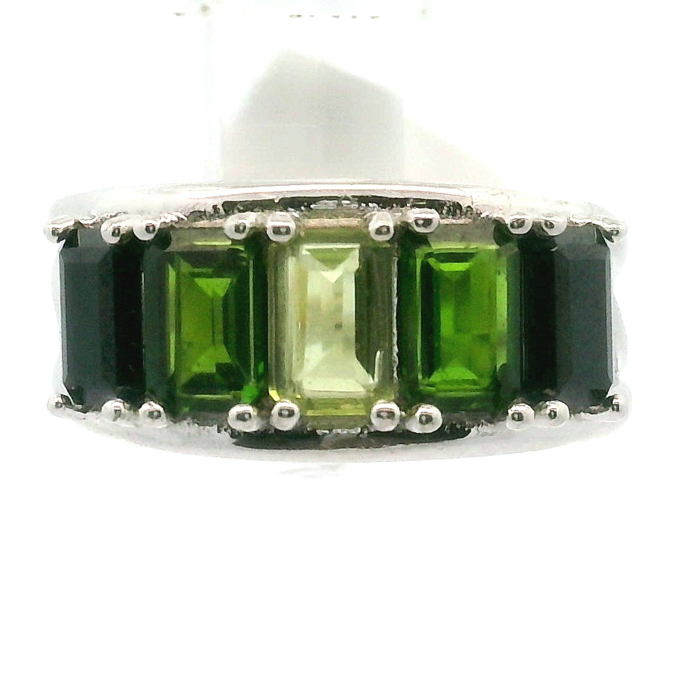 Multi Stone Emerald Cut Stacker Cuff Ring .925 Silver for Healing, Intention Setting and Manifesting your Desires