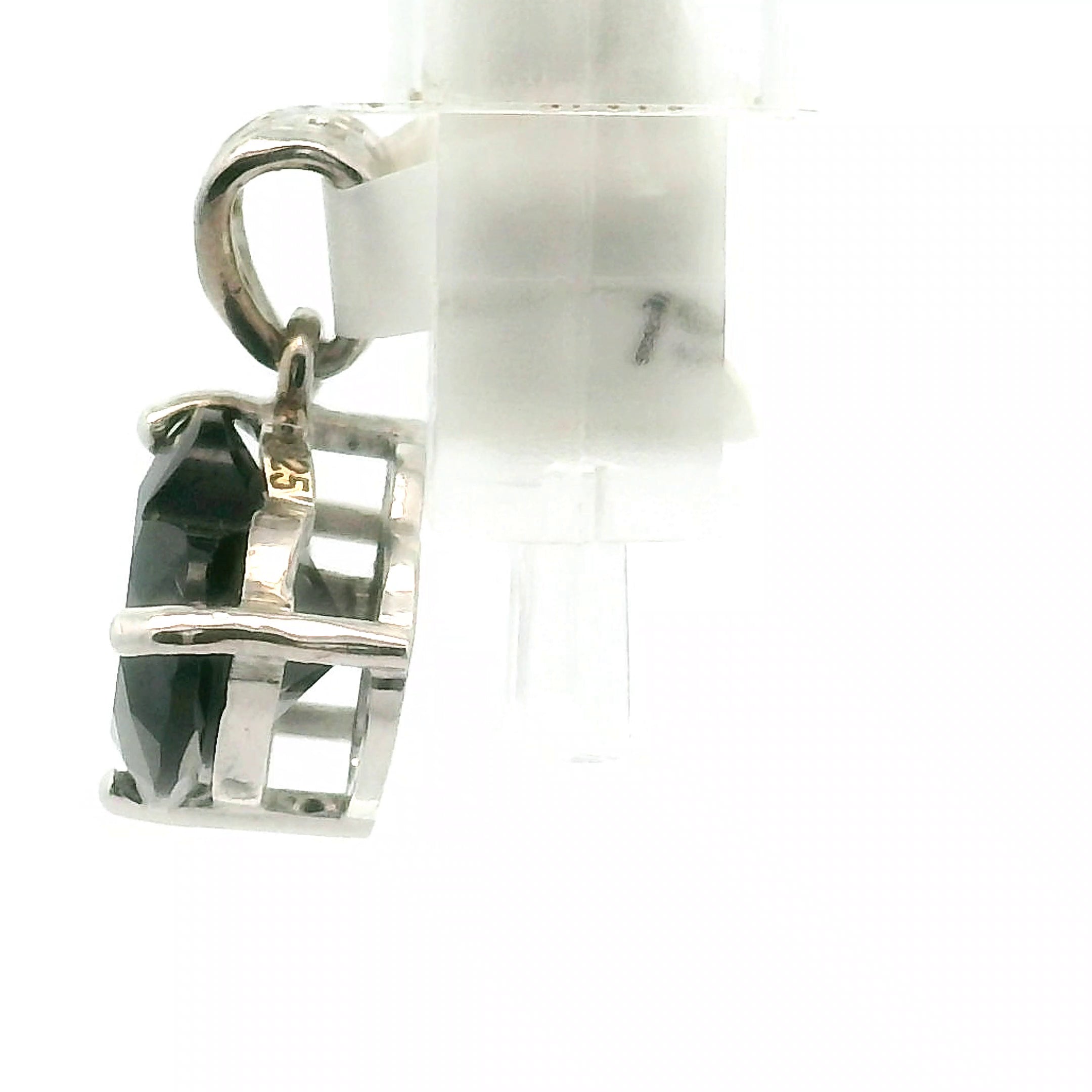 Black Spinel and Peridot Double Heart Pendant .925 Silver for Empowerment and Renewal