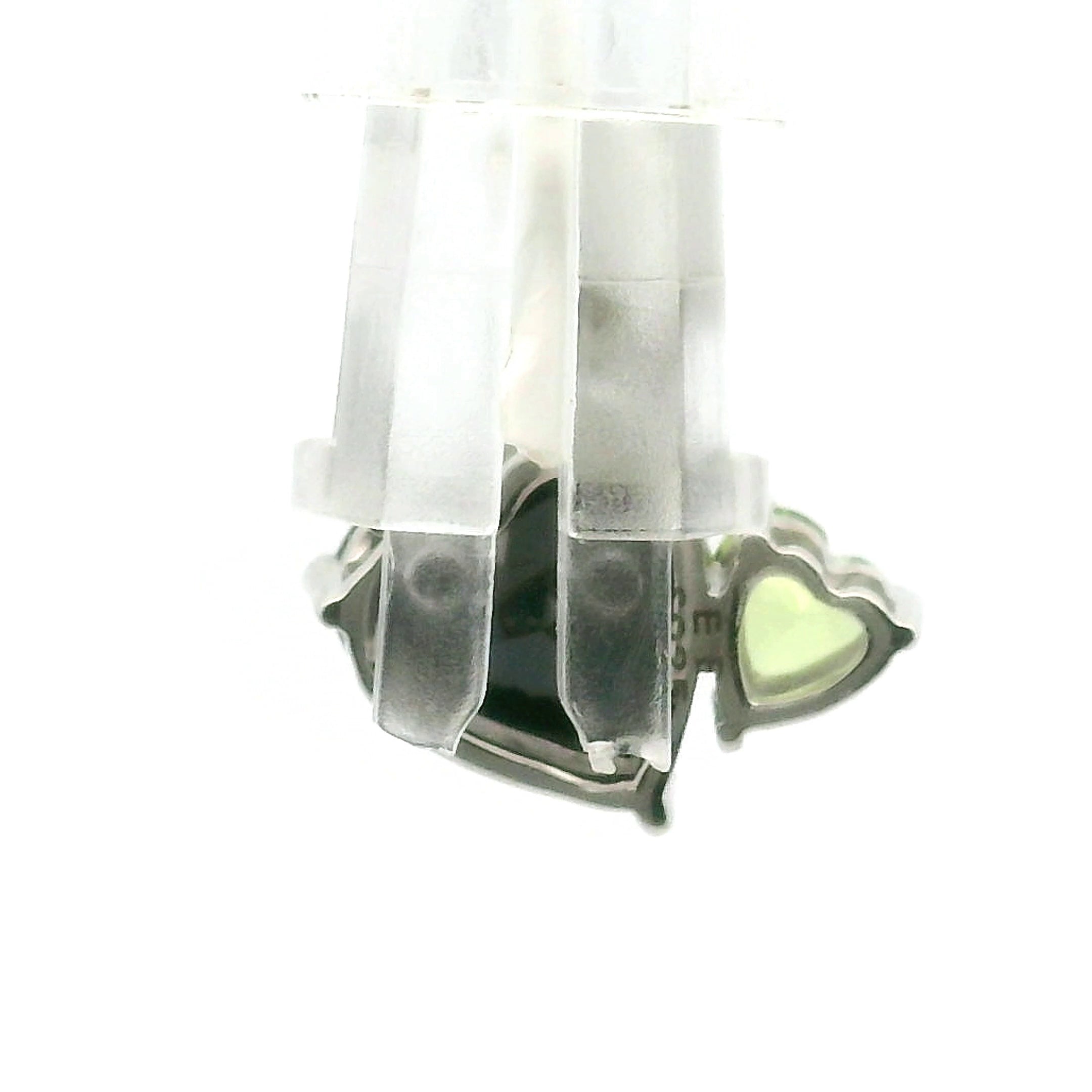 Black Spinel and Peridot Double Heart Pendant .925 Silver for Empowerment and Renewal