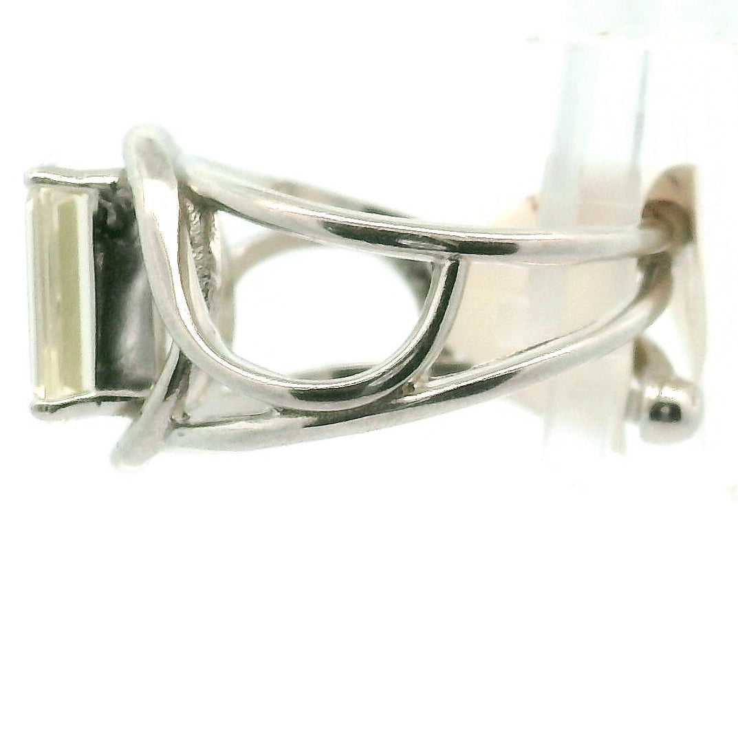 Zambian Citrine Cuff Ring .925 Silver for Abundance, Good Luck and Positivity