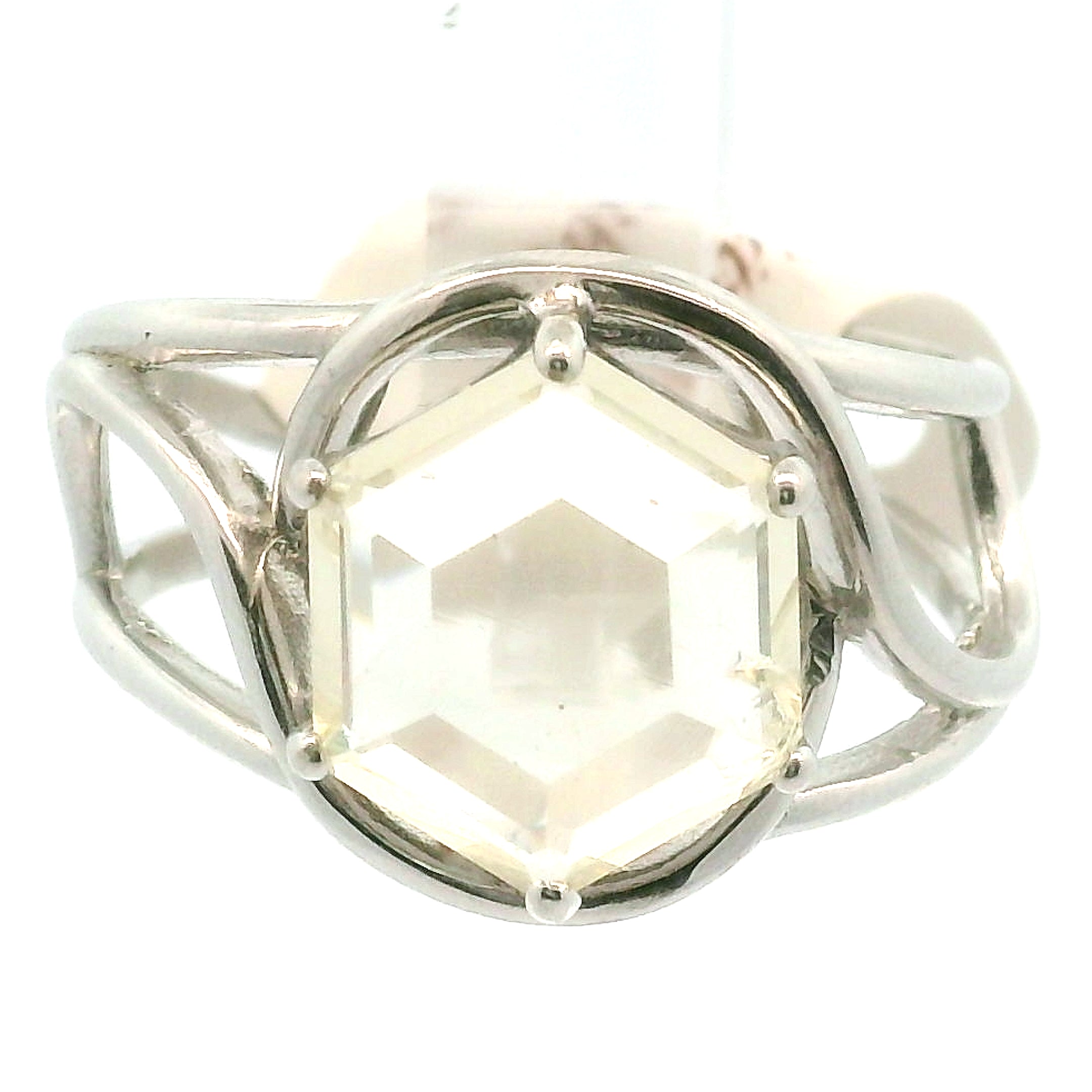 Zambian Citrine Cuff Ring .925 Silver for Abundance, Good Luck and Positivity