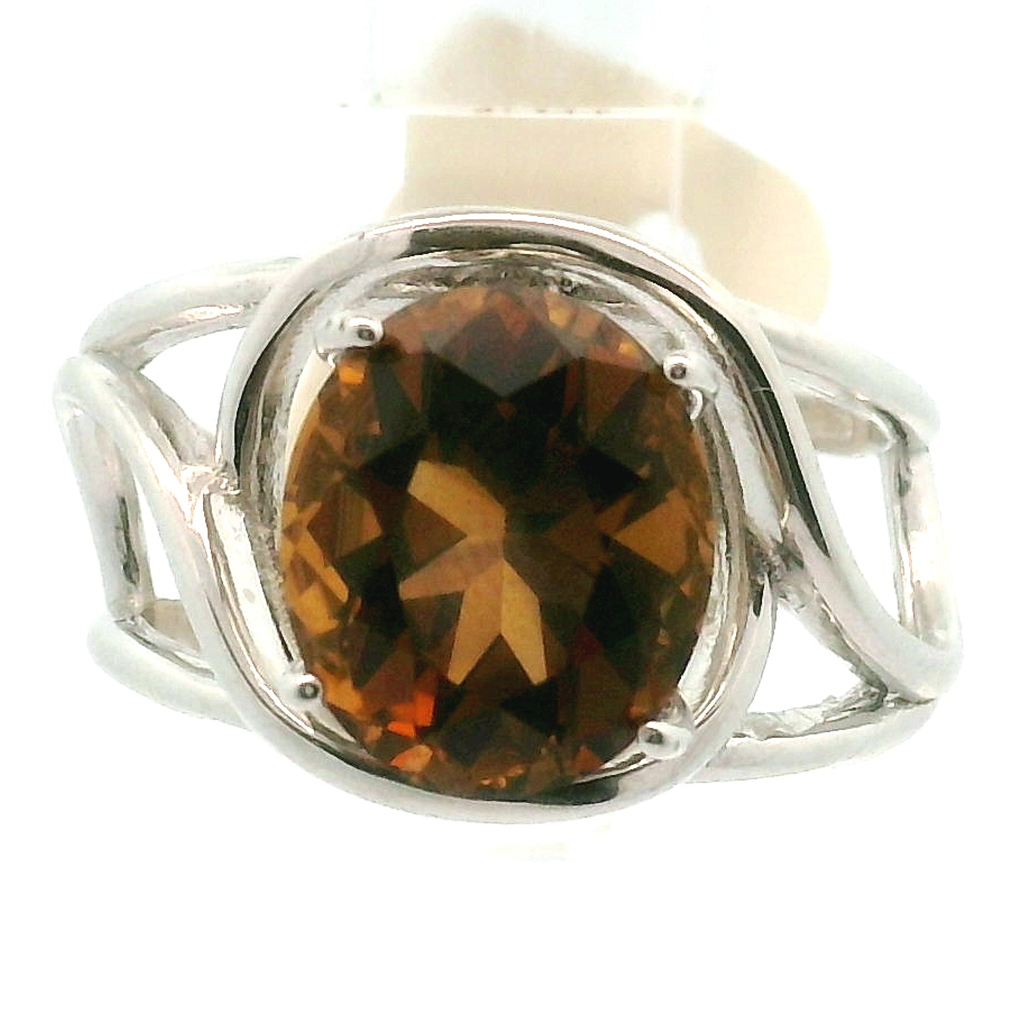 Zambian Citrine Cuff Ring .925 Silver for Abundance, Good Luck and Positivity