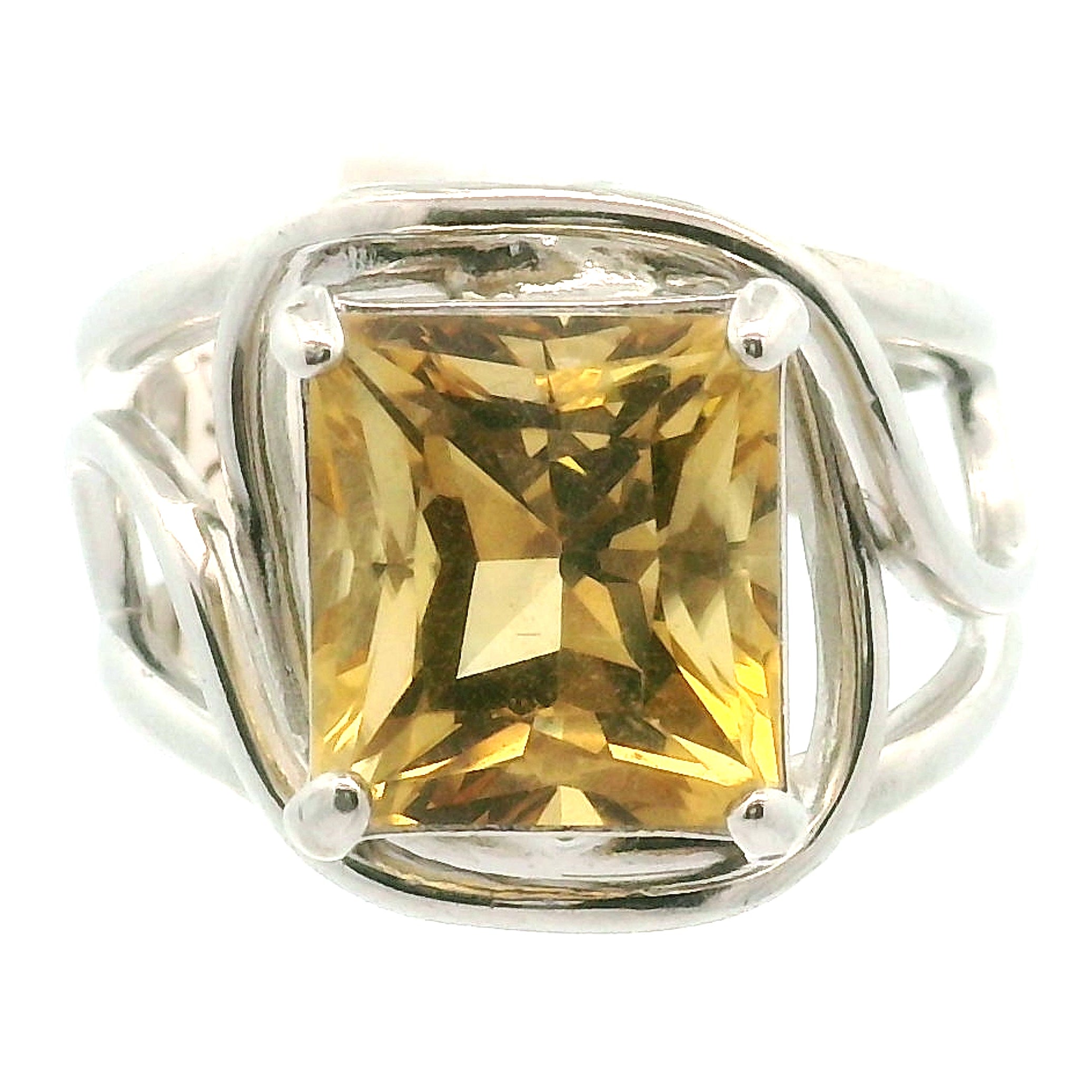 Zambian Citrine Cuff Ring .925 Silver for Abundance, Good Luck and Positivity