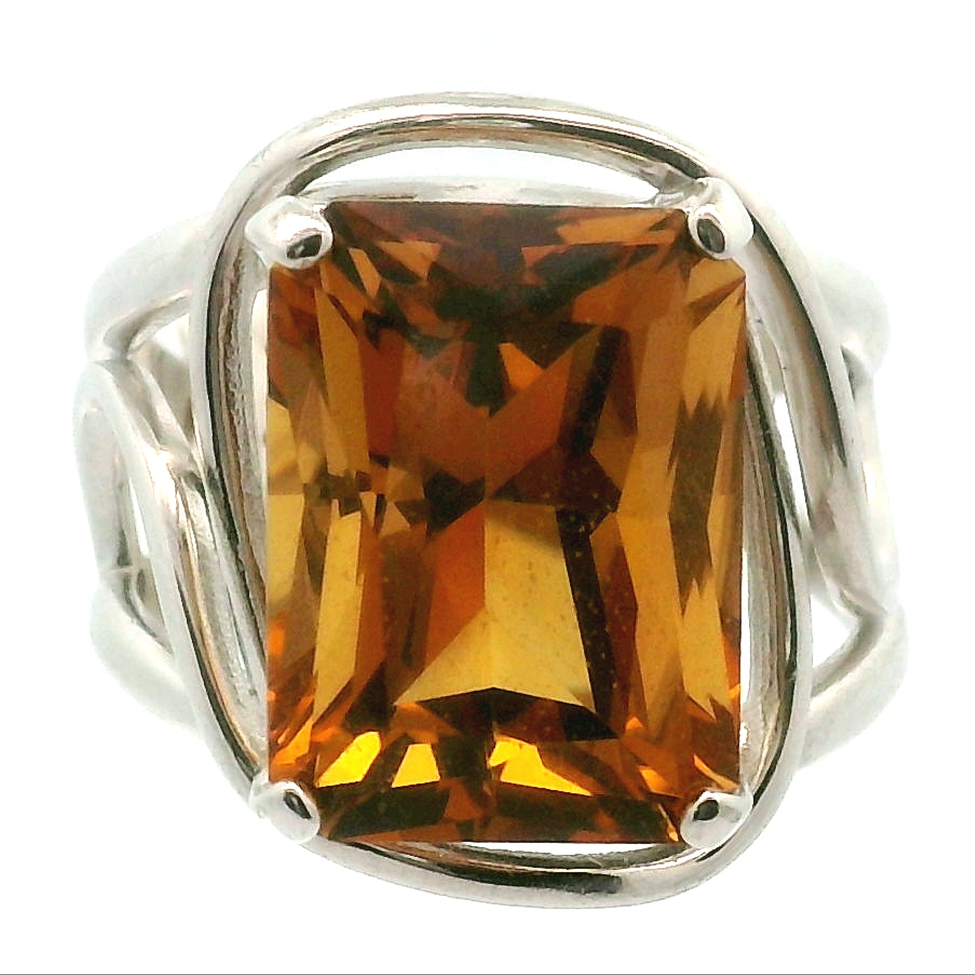 Zambian Citrine Cuff Ring .925 Silver for Abundance, Good Luck and Positivity
