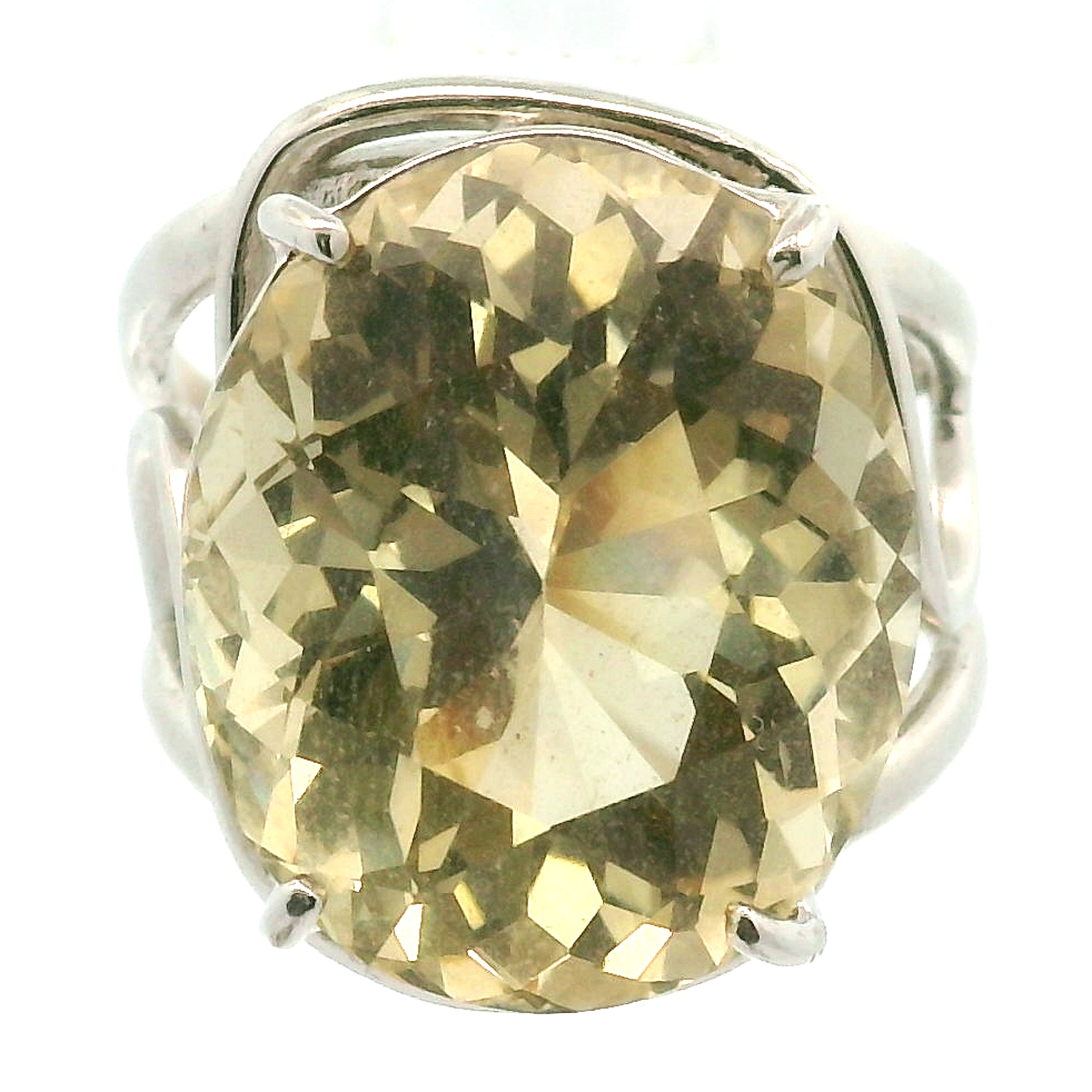 Zambian Citrine Cuff Ring .925 Silver for Abundance, Good Luck and Positivity