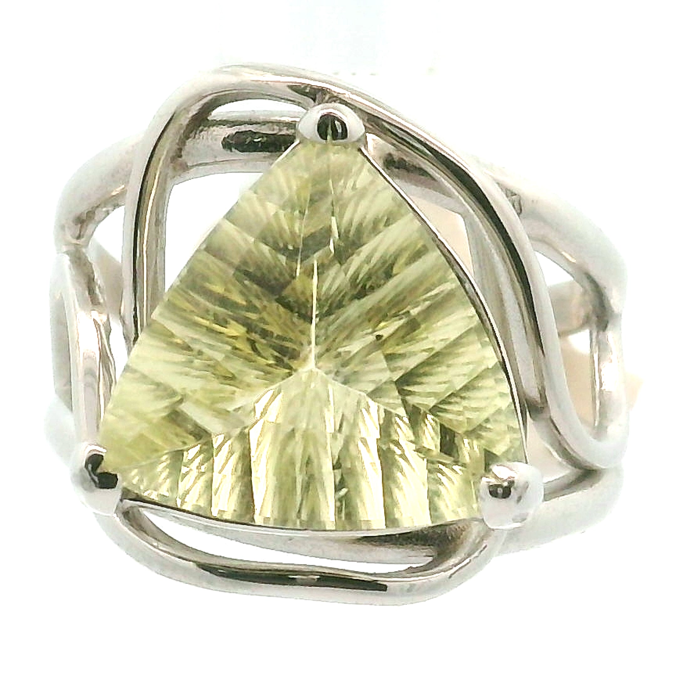 Lemon Quartz Adjustable Cuff Ring .925 Silver for Happiness and Positive Outlook