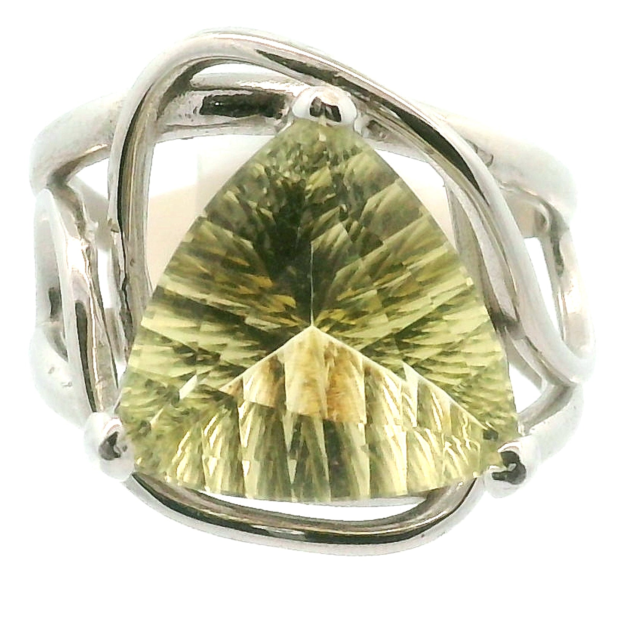 Lemon Quartz Adjustable Cuff Ring .925 Silver for Happiness and Positive Outlook