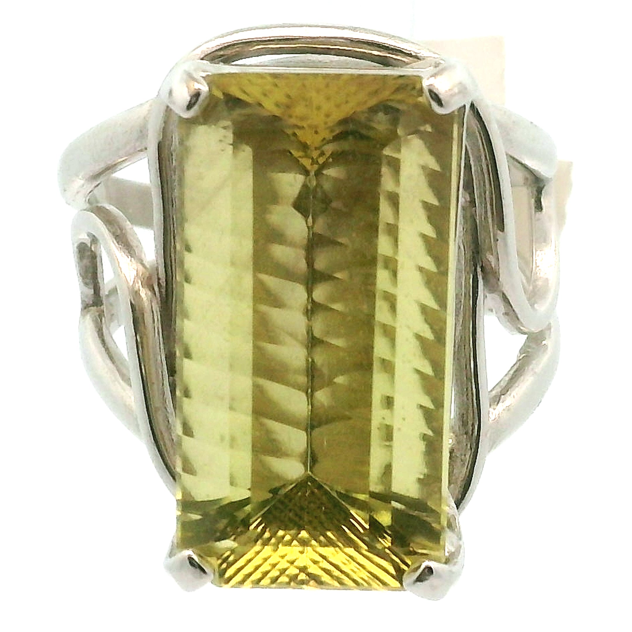 Lemon Quartz Adjustable Cuff Ring .925 Silver for Happiness and Positive Outlook
