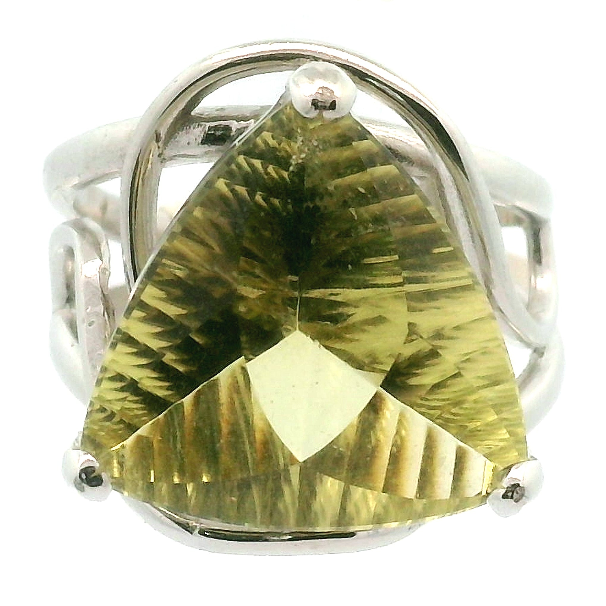 Lemon Quartz Adjustable Cuff Ring .925 Silver for Happiness and Positive Outlook