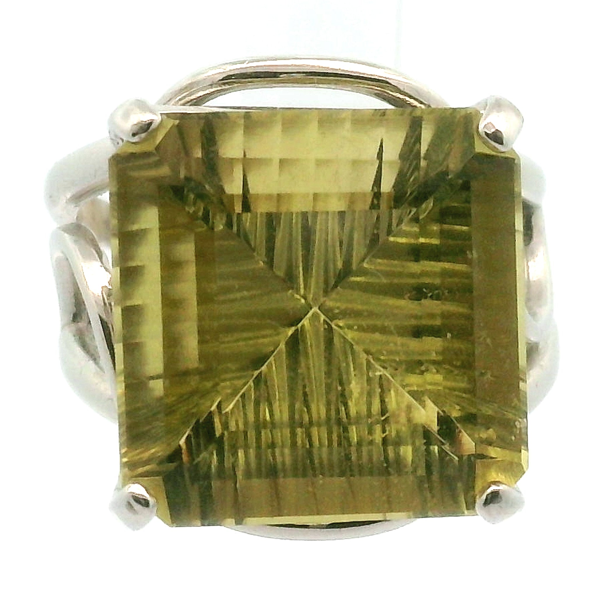 Lemon Quartz Adjustable Cuff Ring .925 Silver for Happiness and Positive Outlook
