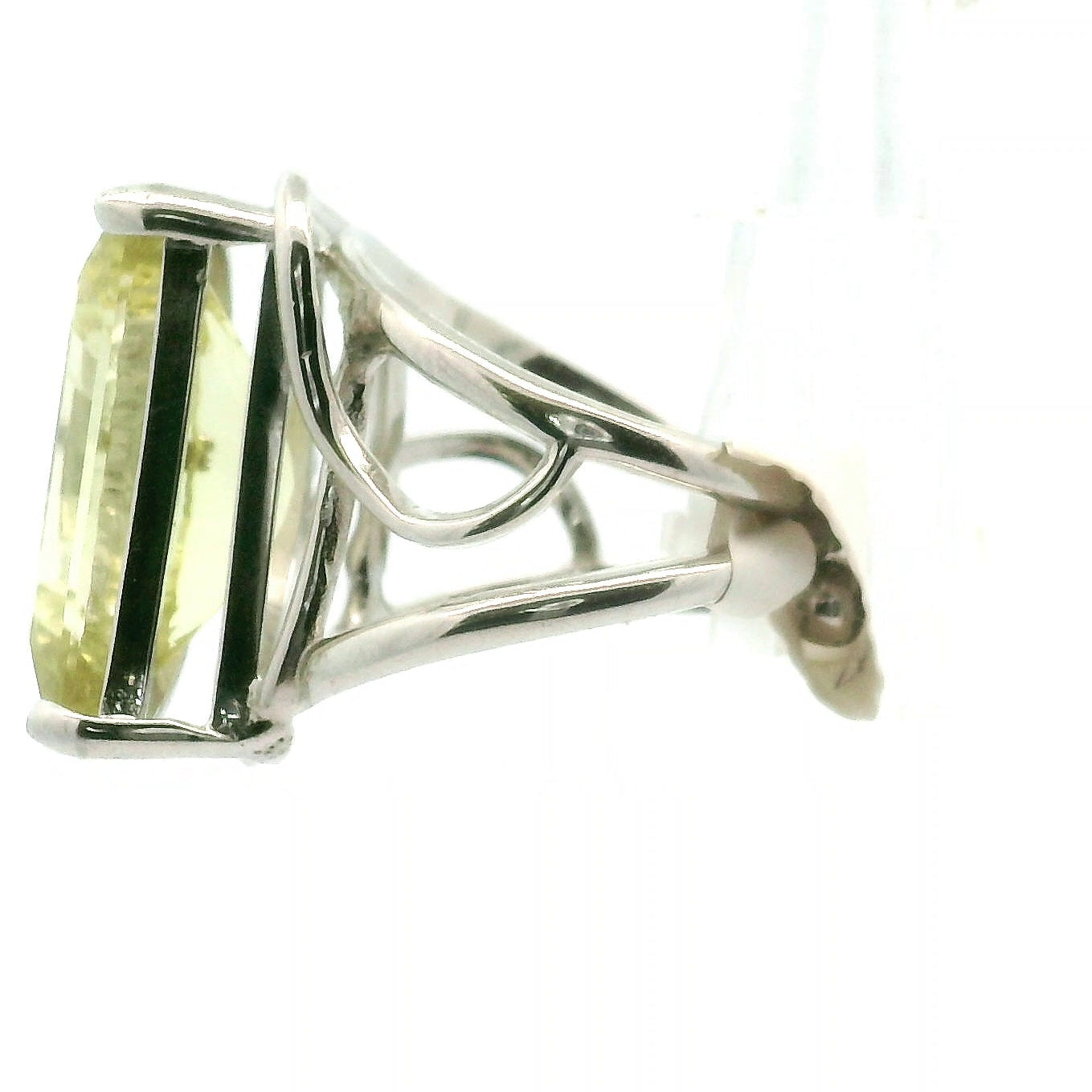 Lemon Quartz Moon Cuff Ring .925 Silver for Happiness and Positive Outlook