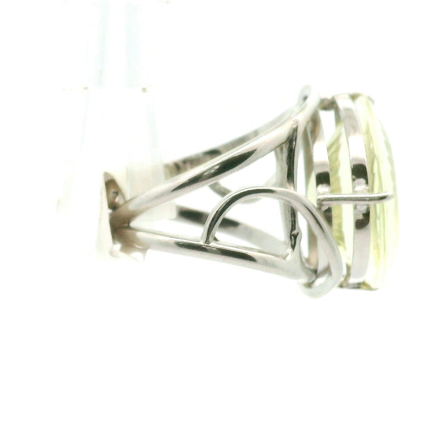 Lemon Quartz Moon Cuff Ring .925 Silver for Happiness and Positive Outlook