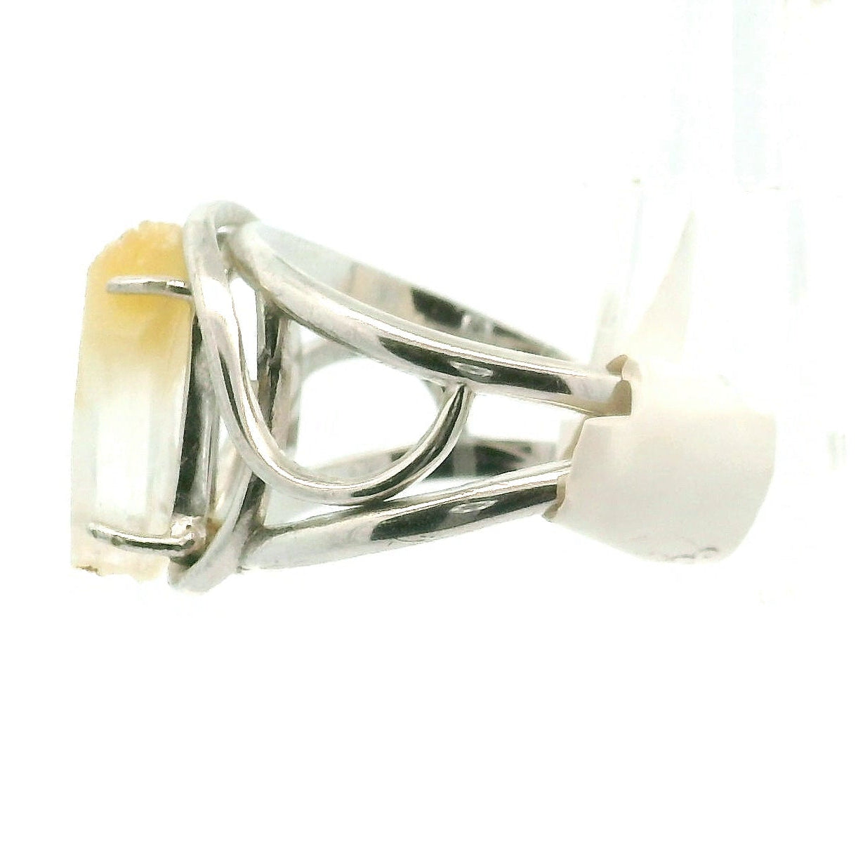 Mango Tip Quartz Cuff Ring for Healing, Manifestation and New Beginnings