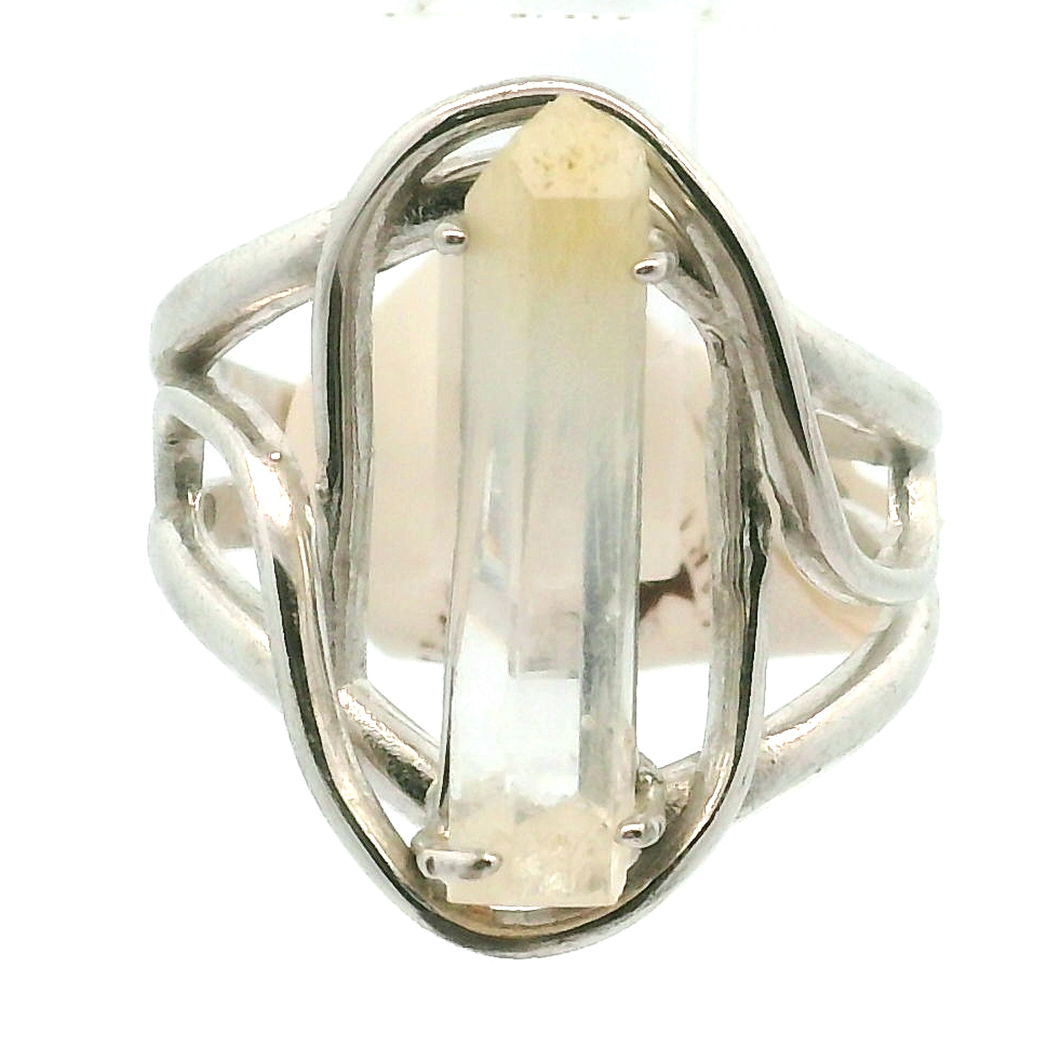 Mango Tip Quartz Cuff Ring for Healing, Manifestation and New Beginnings