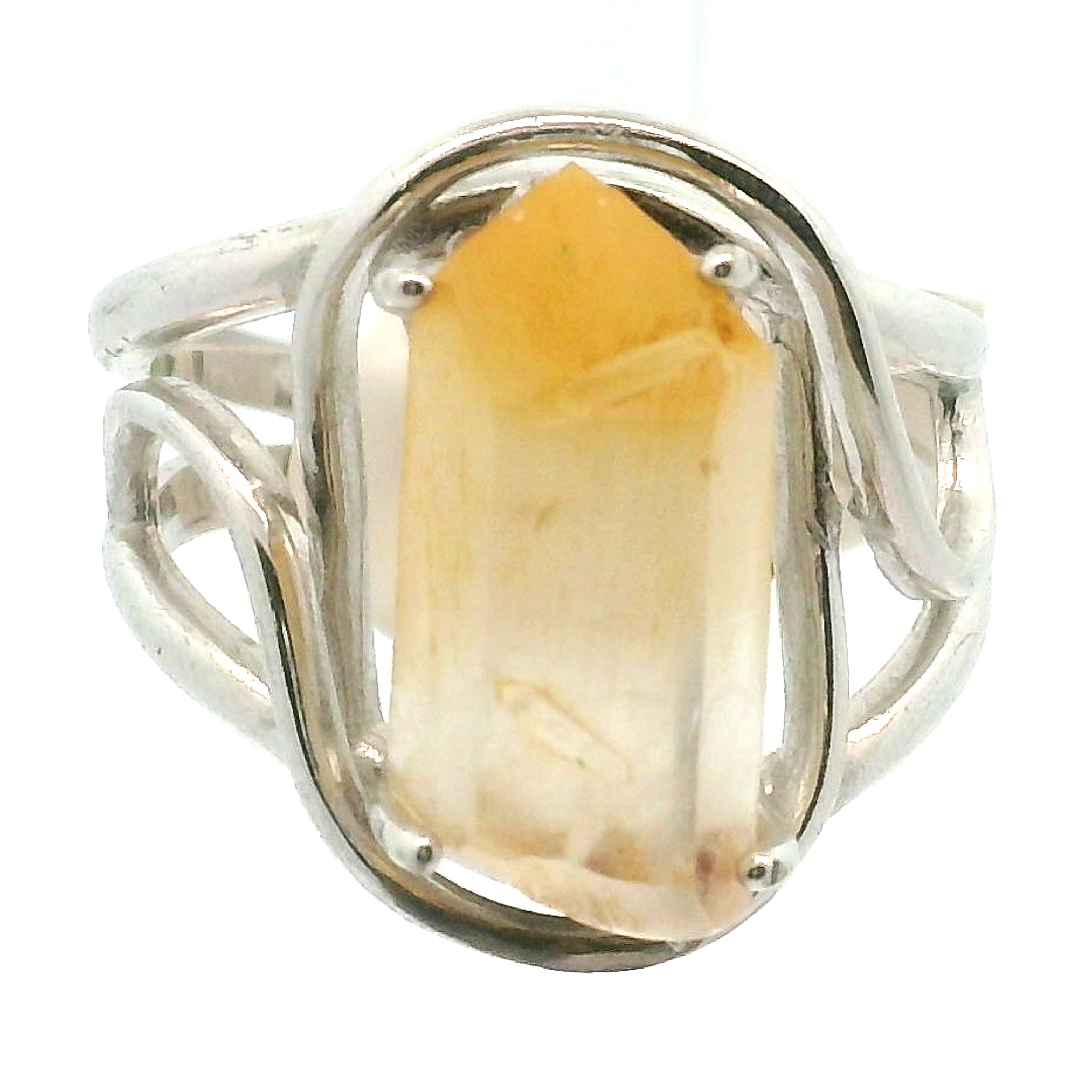 Mango Tip Quartz Cuff Ring for Healing, Manifestation and New Beginnings